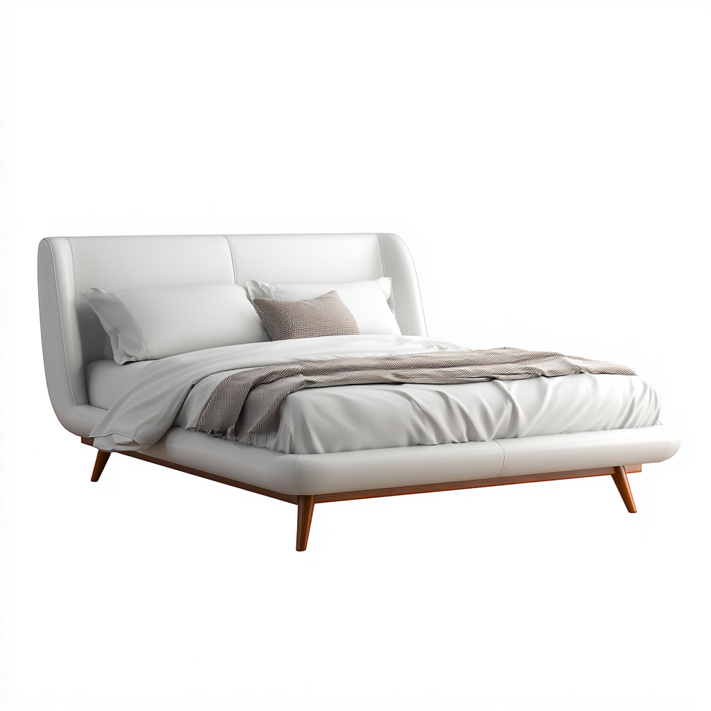 Letto matrimoniale Pelle 215x180x105 cm Bianco Design moderno-Abodeosa