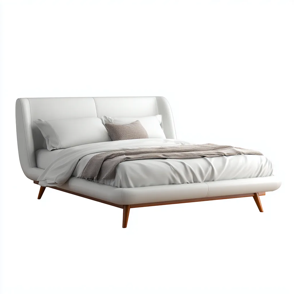 Letto matrimoniale Pelle 215x180x105 cm Bianco Design moderno-Abodeosa