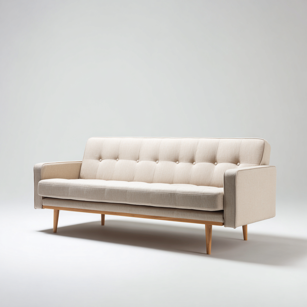 Divano lineare in tessuto 200x85x88 cm - beige - stile nordico-Abodeosa