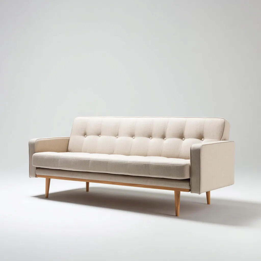 Divano lineare in tessuto 200x85x88 cm - beige - stile nordico-Abodeosa