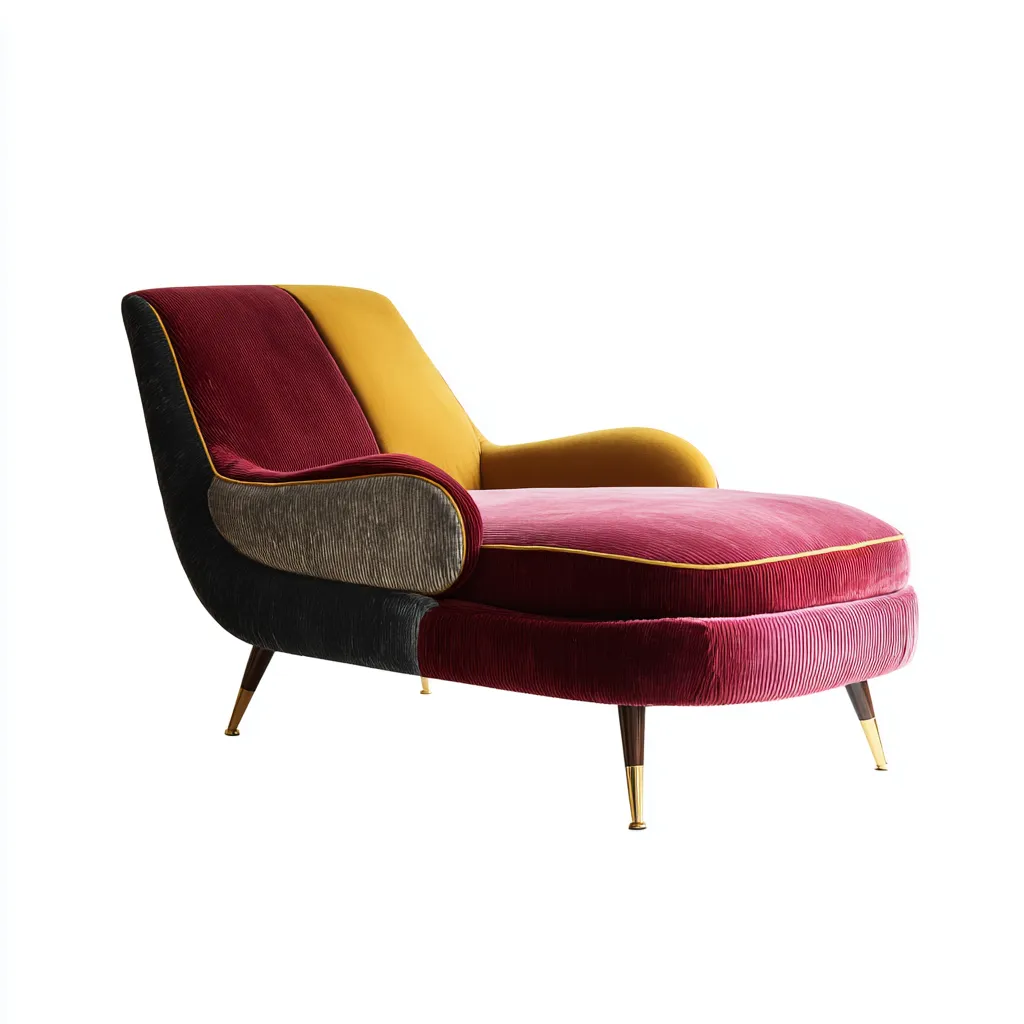 Chaise longue tessuto-metallo 165x75x85 cm - rosso-giallo-nero - design moderno-Abodeosa