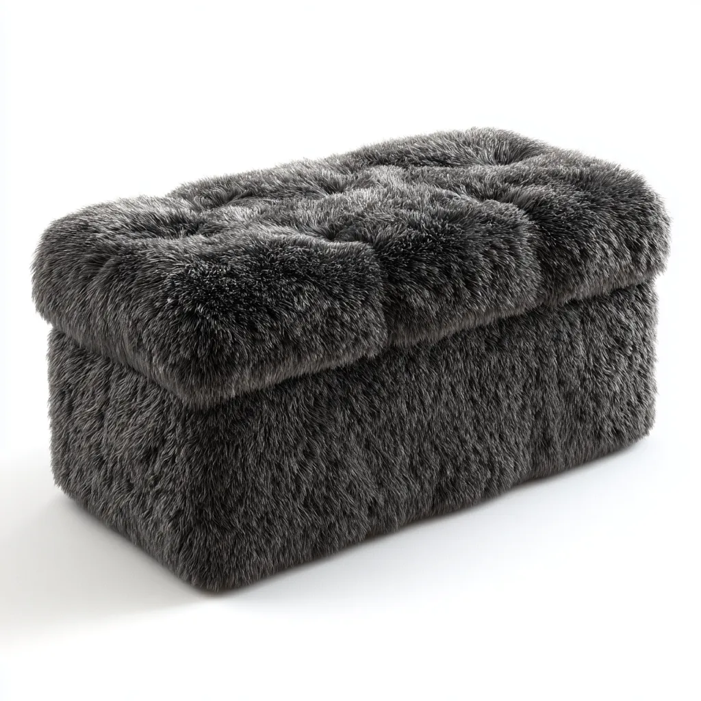 Panca per letto - tessuto-peluche - 95x45x48 cm - grigio scuro - uso interno - design moderno-Abodeosa