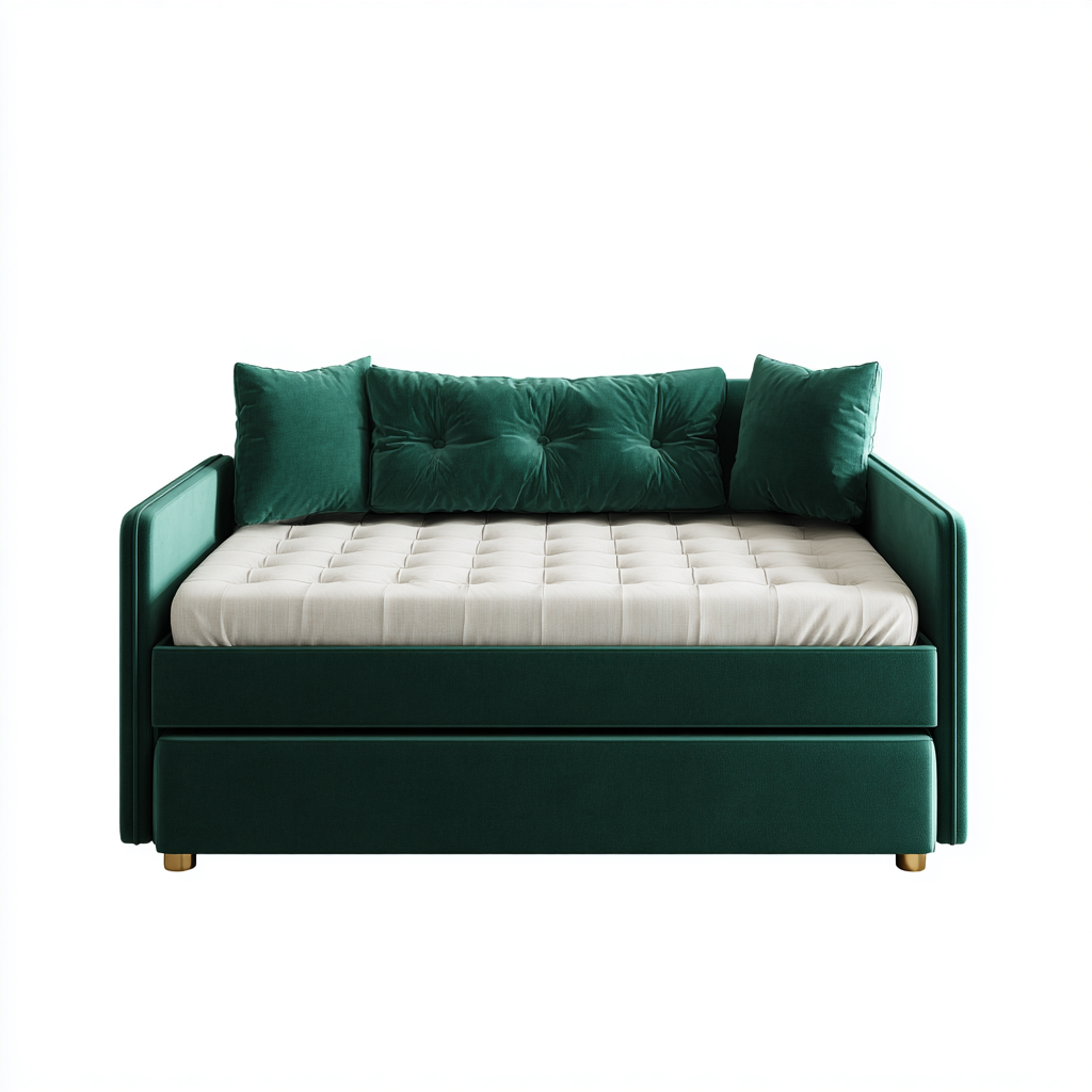 Divano letto velluto 210x95x88 cm verde per soggiorno design moderno-Abodeosa