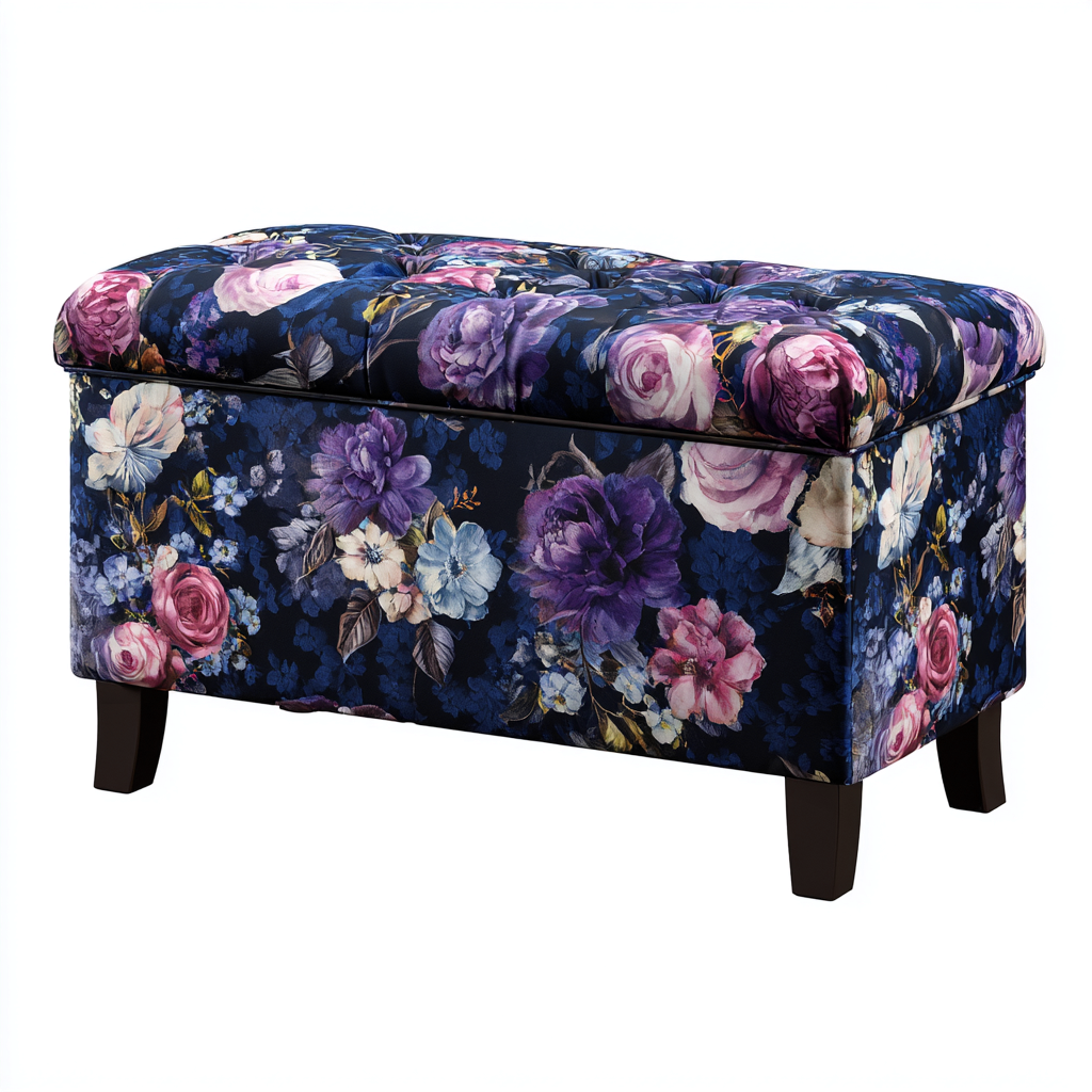 Panca per letto - tessuto-legno - 80x40x46 cm - multicolore - uso interno - design classico-Abodeosa