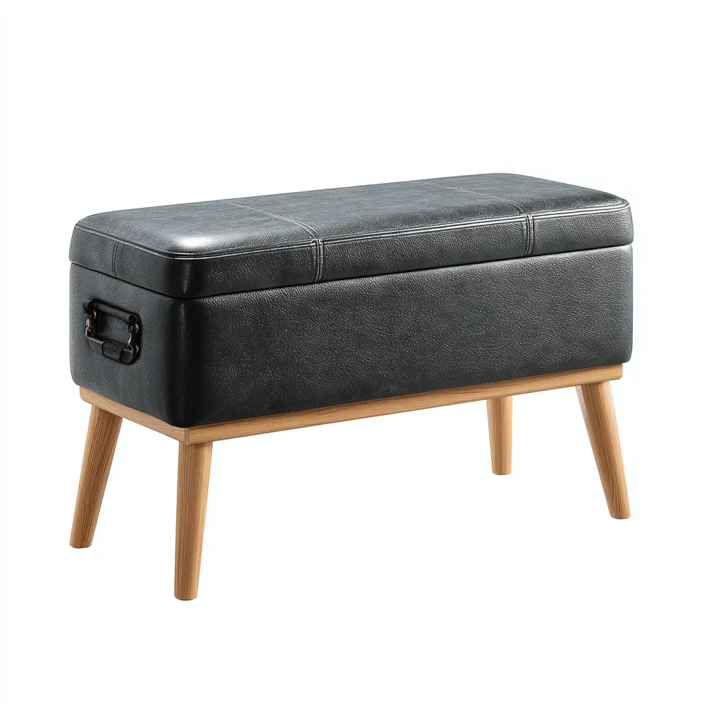 Panca per letto in pelle 110x45x50 cm nero - adatto al soggiorno - design moderno-Abodeosa