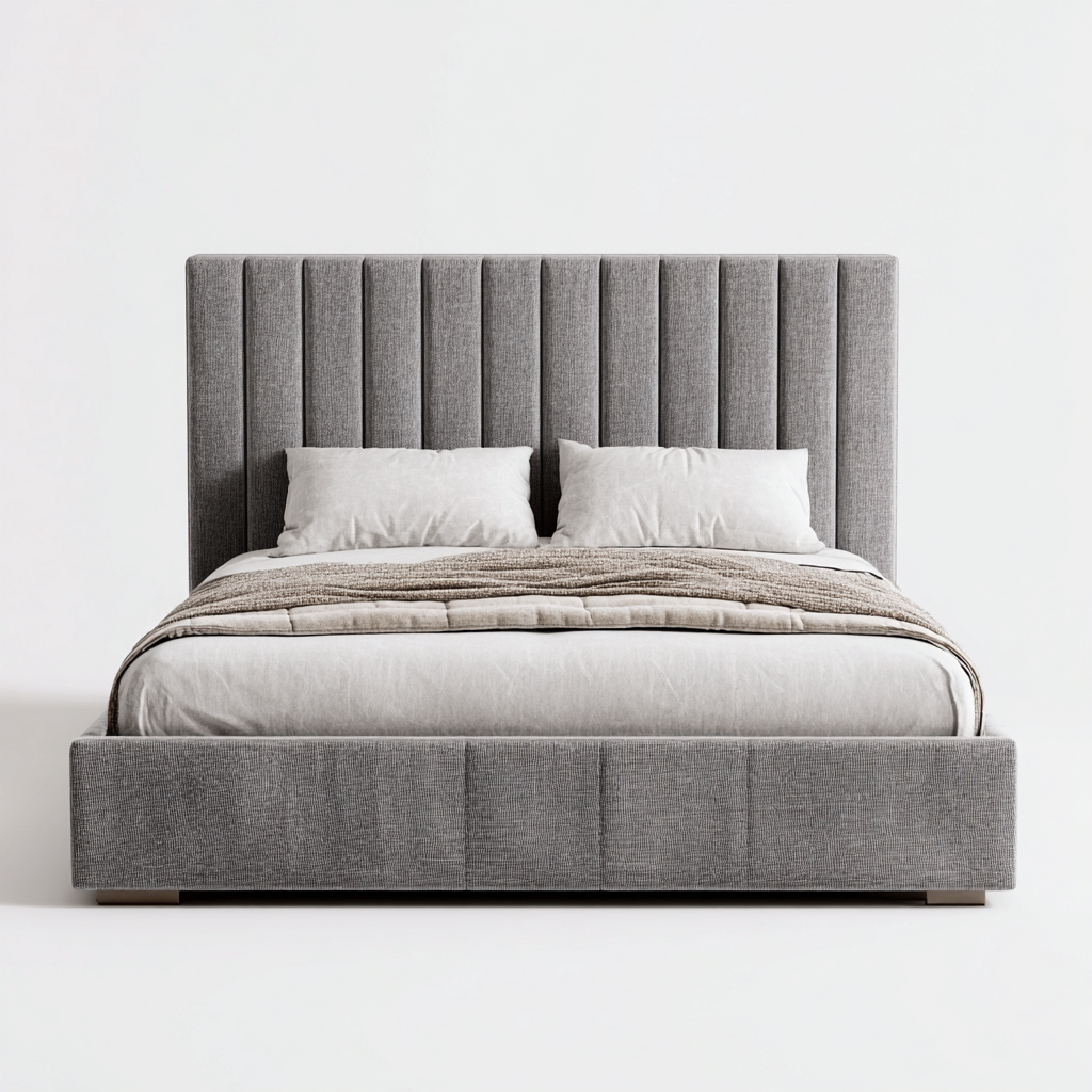 Letto matrimoniale in tessuto 215x175x130 cm grigio - adatto al soggiorno - design moderno-Abodeosa