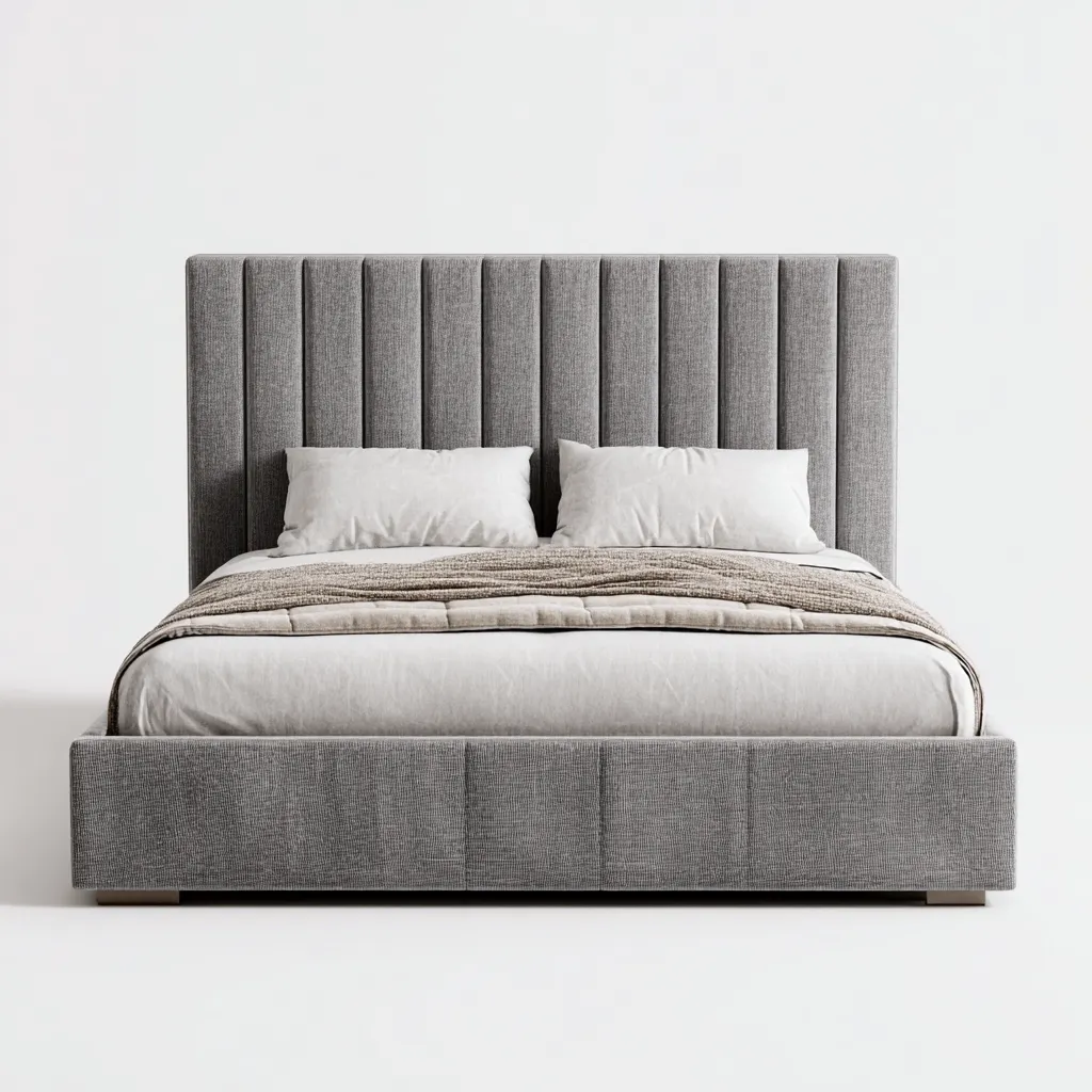 Letto matrimoniale in tessuto 215x175x130 cm grigio - adatto al soggiorno - design moderno-Abodeosa