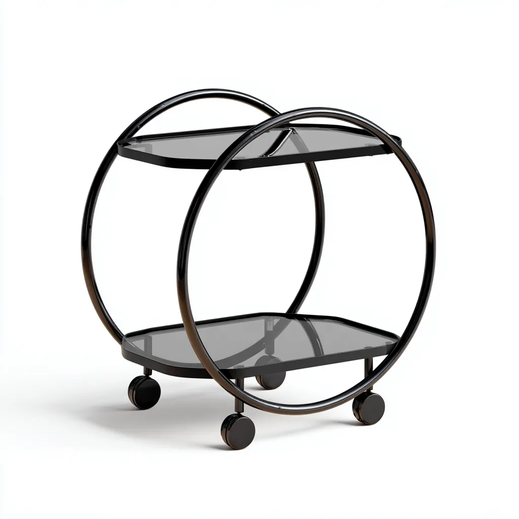 Carrello da cucina in metallo e vetro 55x40x75 cm nero - adatto al soggiorno - design moderno-Abodeosa