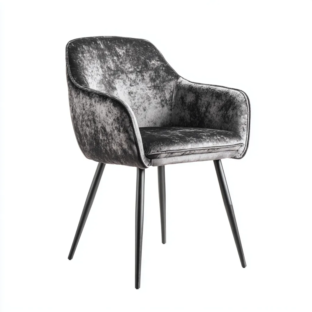 Sedia da pranzo in velluto 59x57x83 cm - grigio - design moderno - adatta alla sala da pranzo-Abodeosa