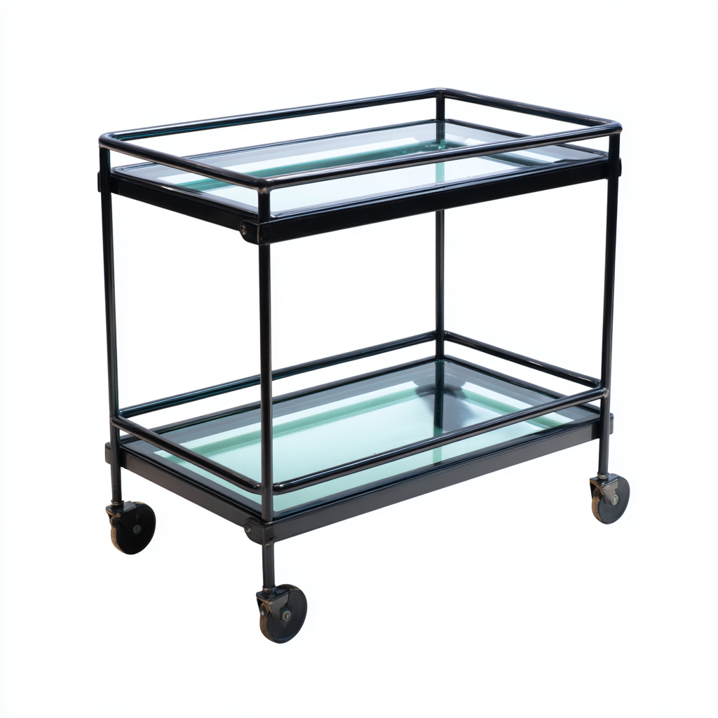 Carrello da cucina metallo-vetro 70x38x82 cm - nero - stile moderno-Abodeosa