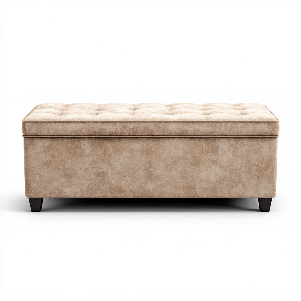 Panca per letto - tessuto-legno - 110x42x45 cm - beige - uso interno - design moderno-Abodeosa