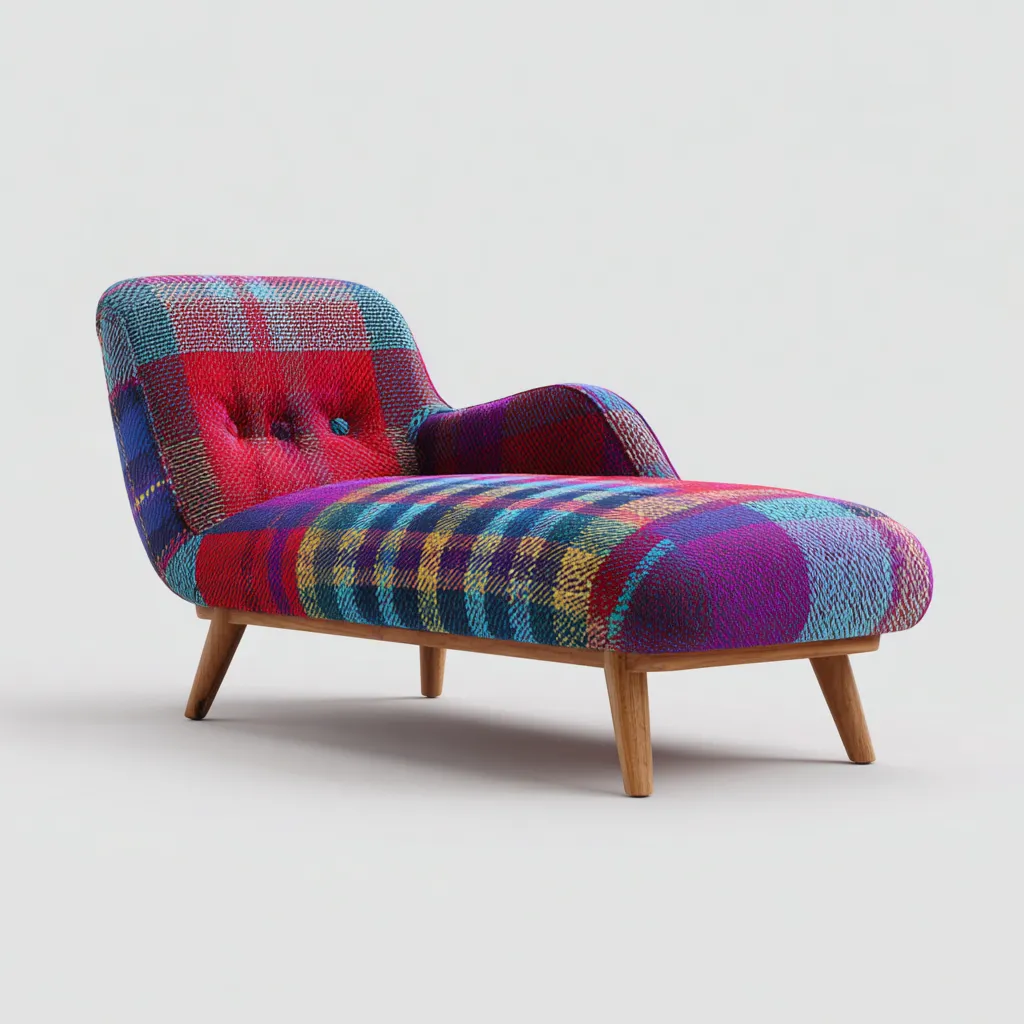 Chaise longue tessuto-legno 165x75x82 cm - multicolore-marrone - design contemporaneo-Abodeosa