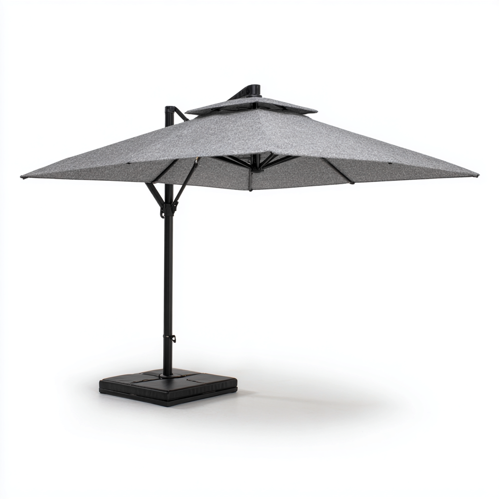 Ombrelloni da giardino in poliestere e metallo 300x300x260 cm - grigio - design moderno-Abodeosa