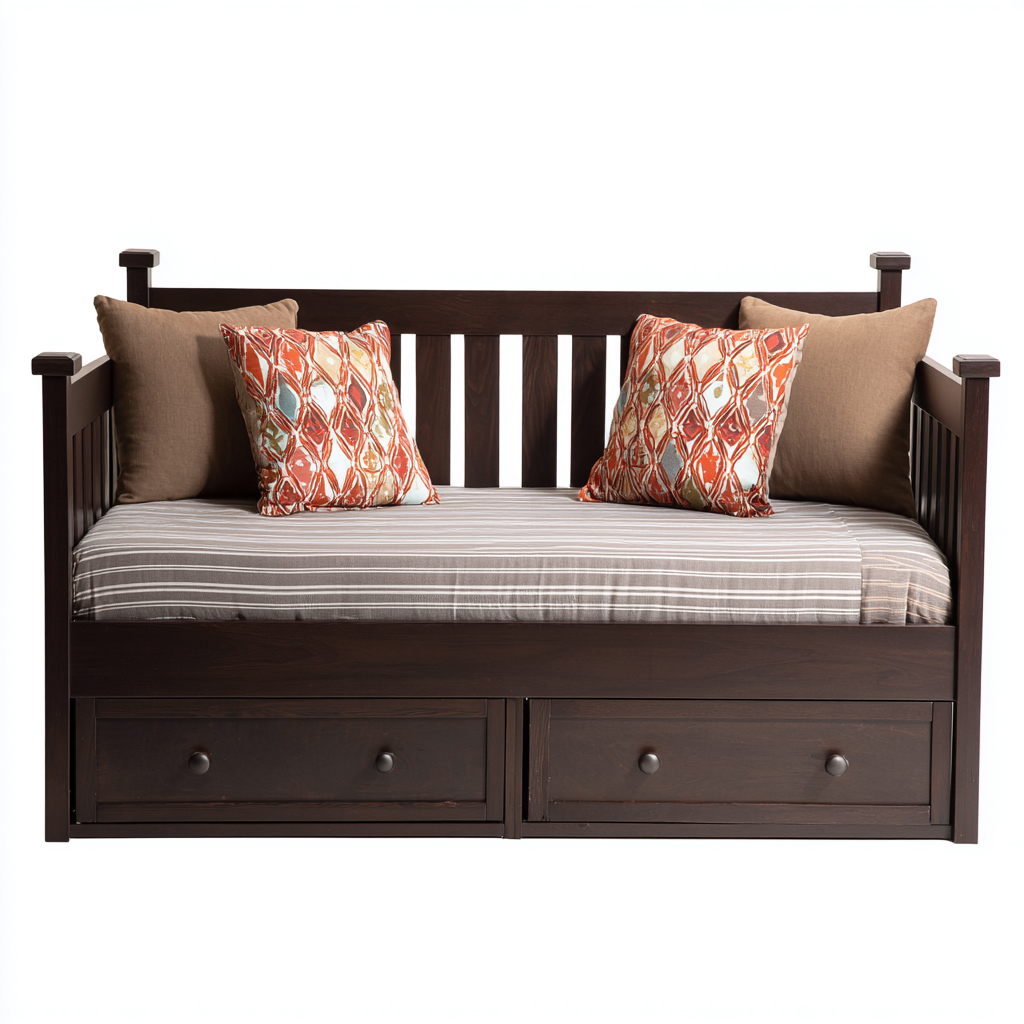 Divano letto legno 210x90x85 cm marrone scuro design classico-Abodeosa