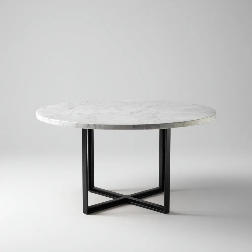 Tavolo da pranzo in marmo 130x130x75 cm - bianco-nero - design moderno - adatto alla sala da pranzo-Abodeosa
