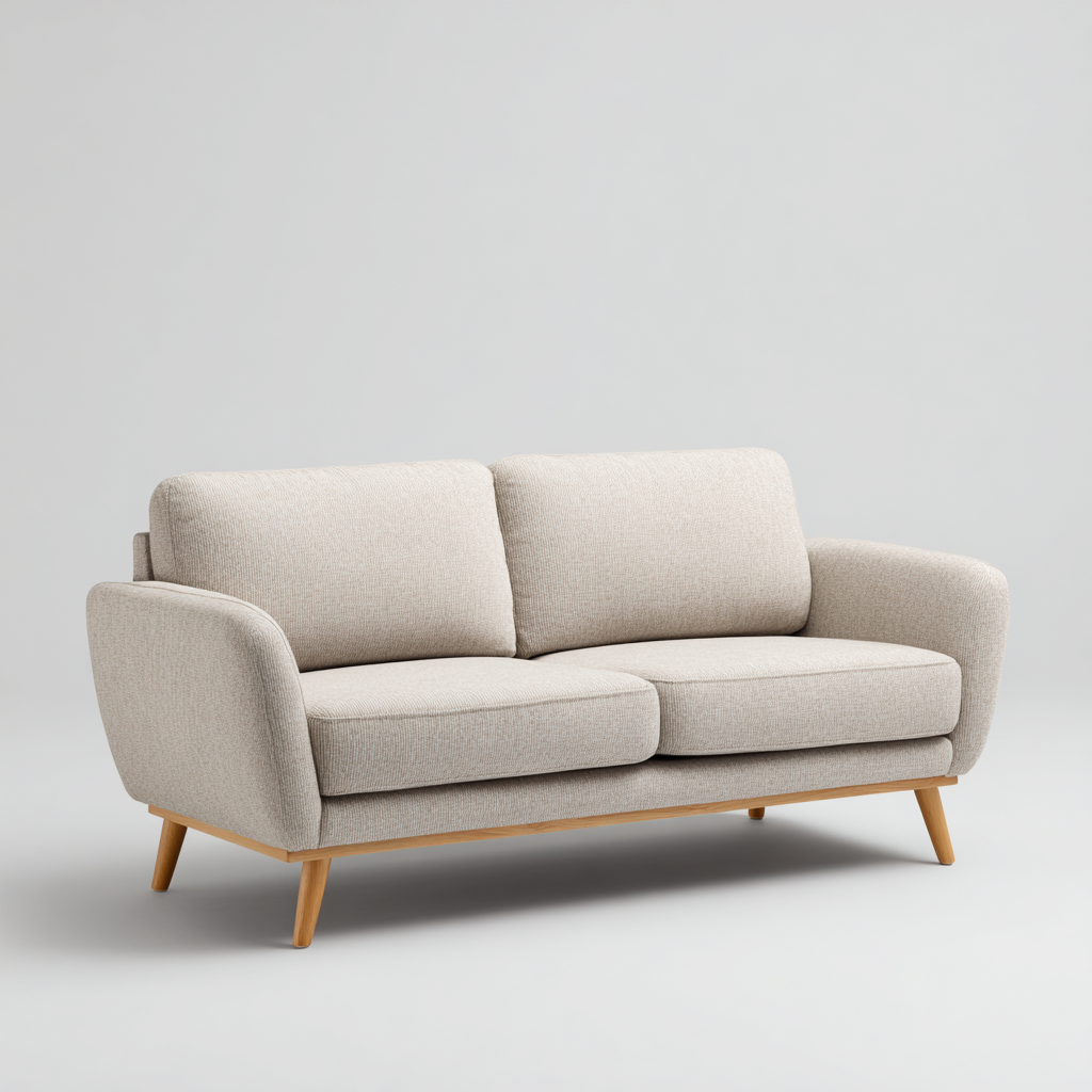 Divano lineare tessuto 186x90x87 cm beige stile moderno-Abodeosa