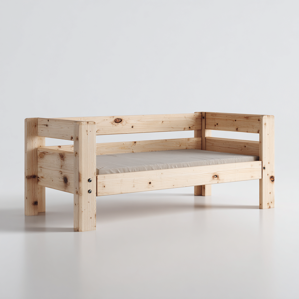 Divano letto legno 208x92x85 cm - marrone - design con struttura convertibile-Abodeosa