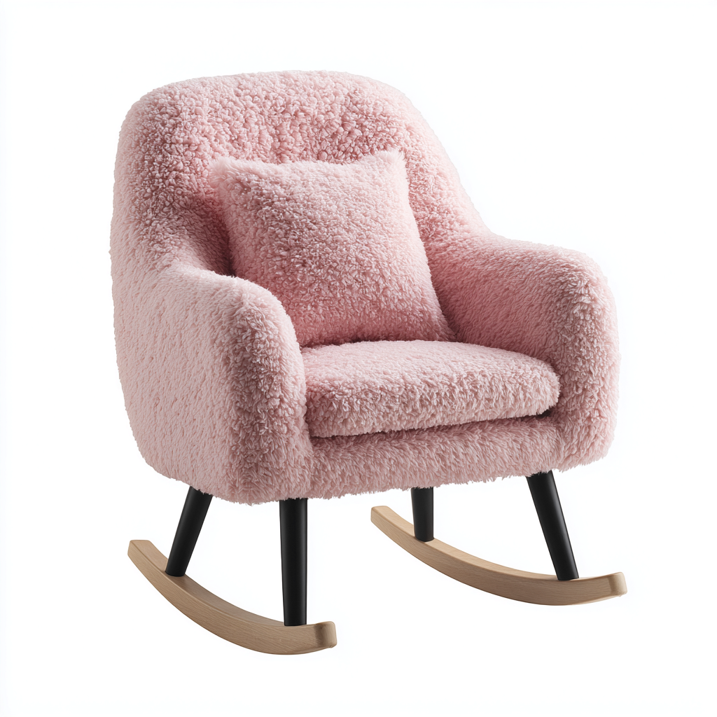 Sedia a dondolo peluche 76x80x92 cm rosa stile moderno-Abodeosa