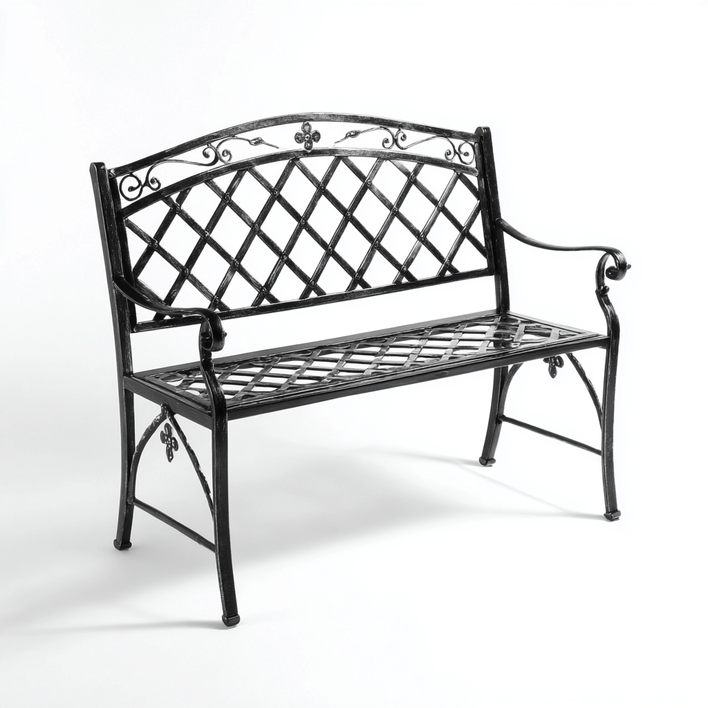 Panche da giardino in metallo 122x54x85 cm - nero - design decorativo-Abodeosa