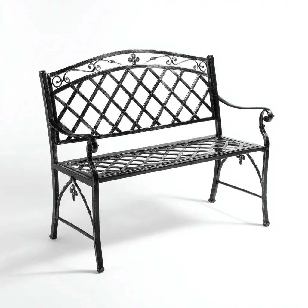 Panche da giardino in metallo 122x54x85 cm - nero - design decorativo-Abodeosa