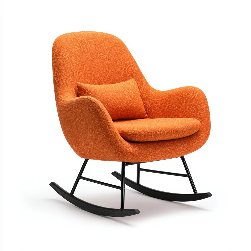 Sedia a dondolo in tessuto 78x82x100 cm - arancione - stile moderno - adatta al soggiorno-Abodeosa