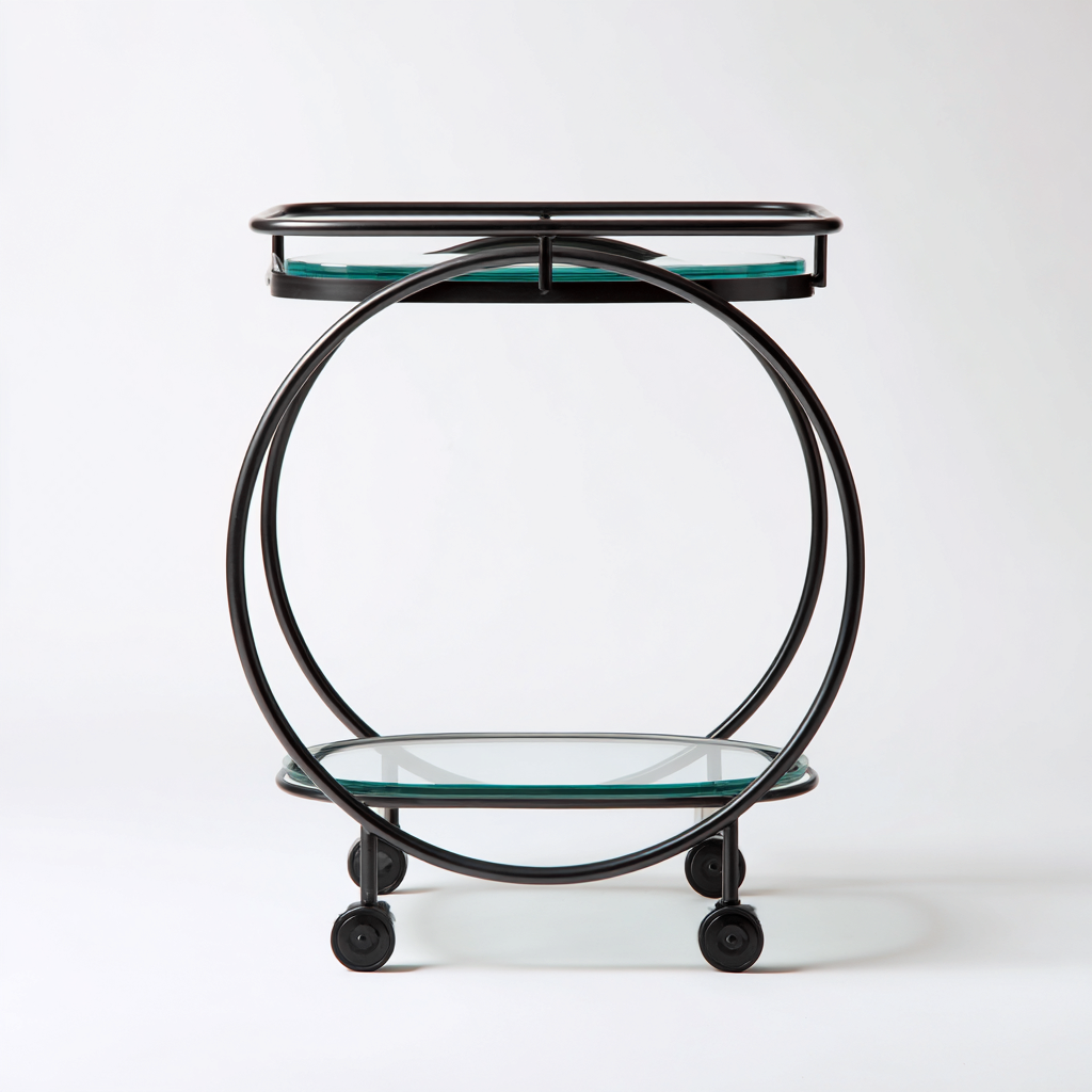 Carrello da cucina metallo e vetro nero 70x40x85 cm - design moderno-Abodeosa