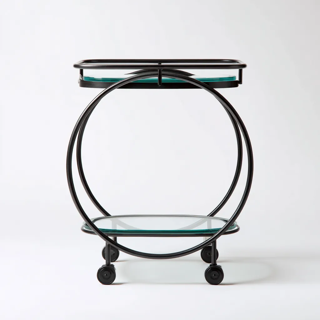 Carrello da cucina metallo e vetro nero 70x40x85 cm - design moderno-Abodeosa