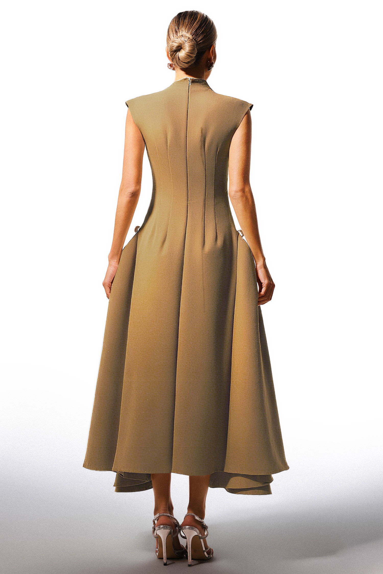 Paca Choker Sleeveless Khaki Maxi Dress