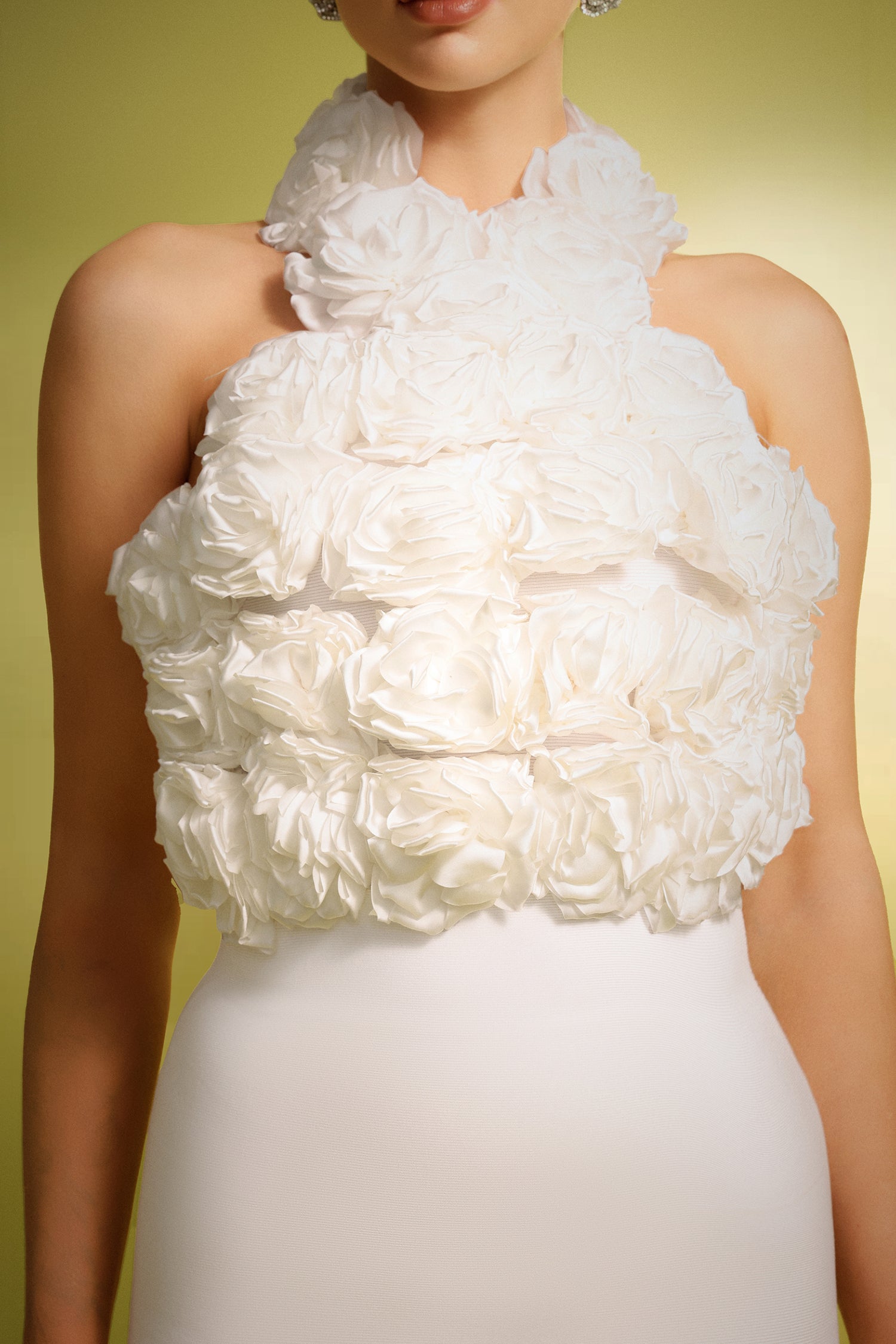 Ernie Sleeveless Halter Flowers Bandage Maxi Dress