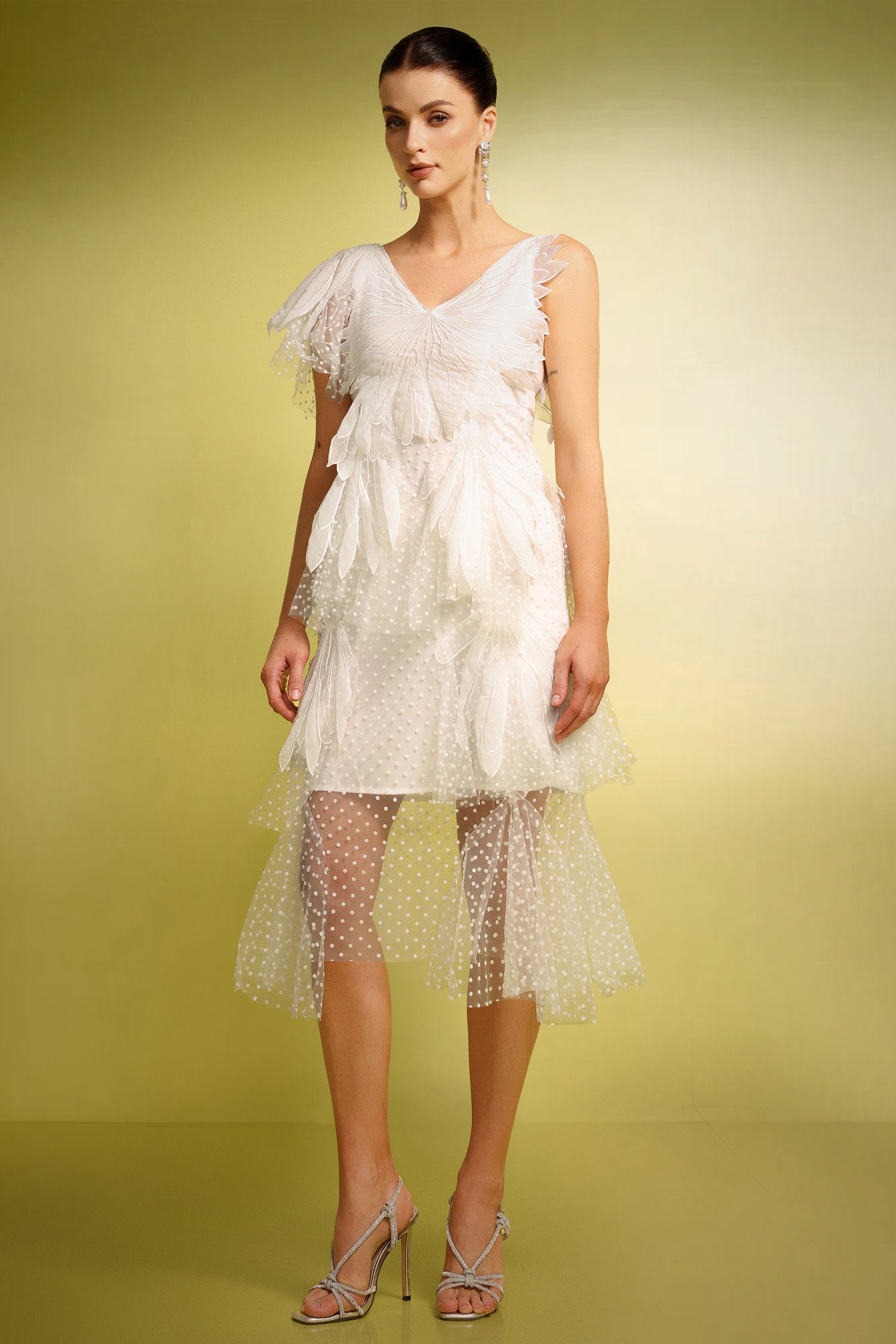 Xezey V-Neck Butterfly Wave Point Maxi Dress