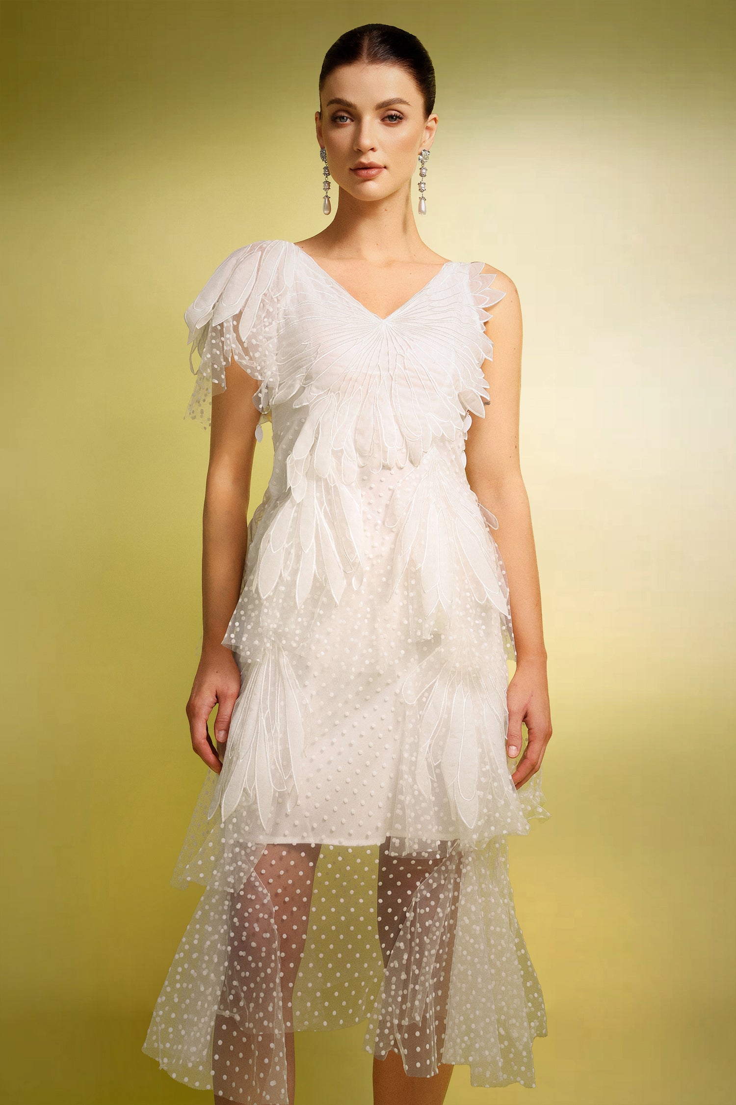 Xezey V-Neck Butterfly Wave Point Maxi Dress