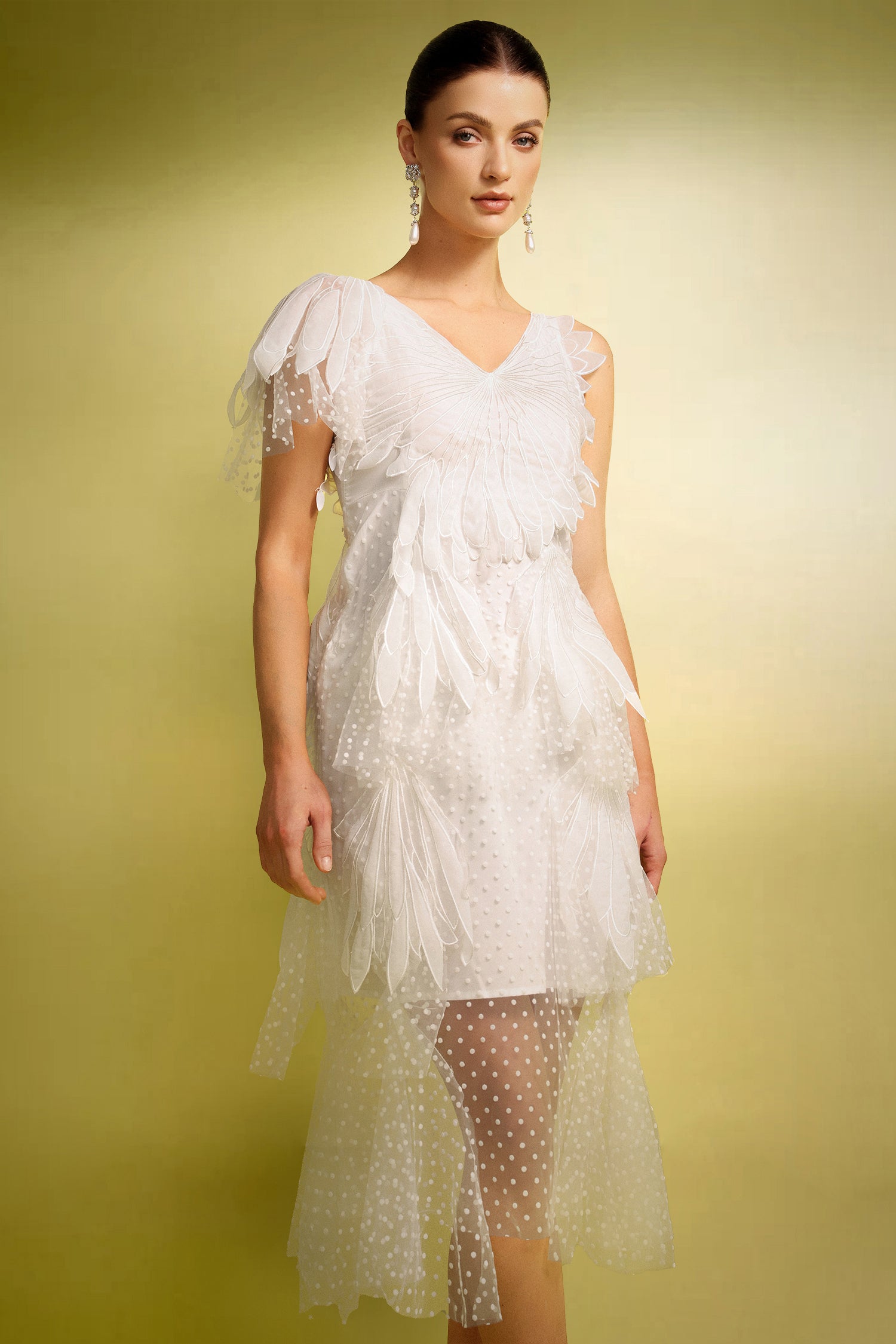 Xezey V-Neck Butterfly Wave Point Maxi Dress