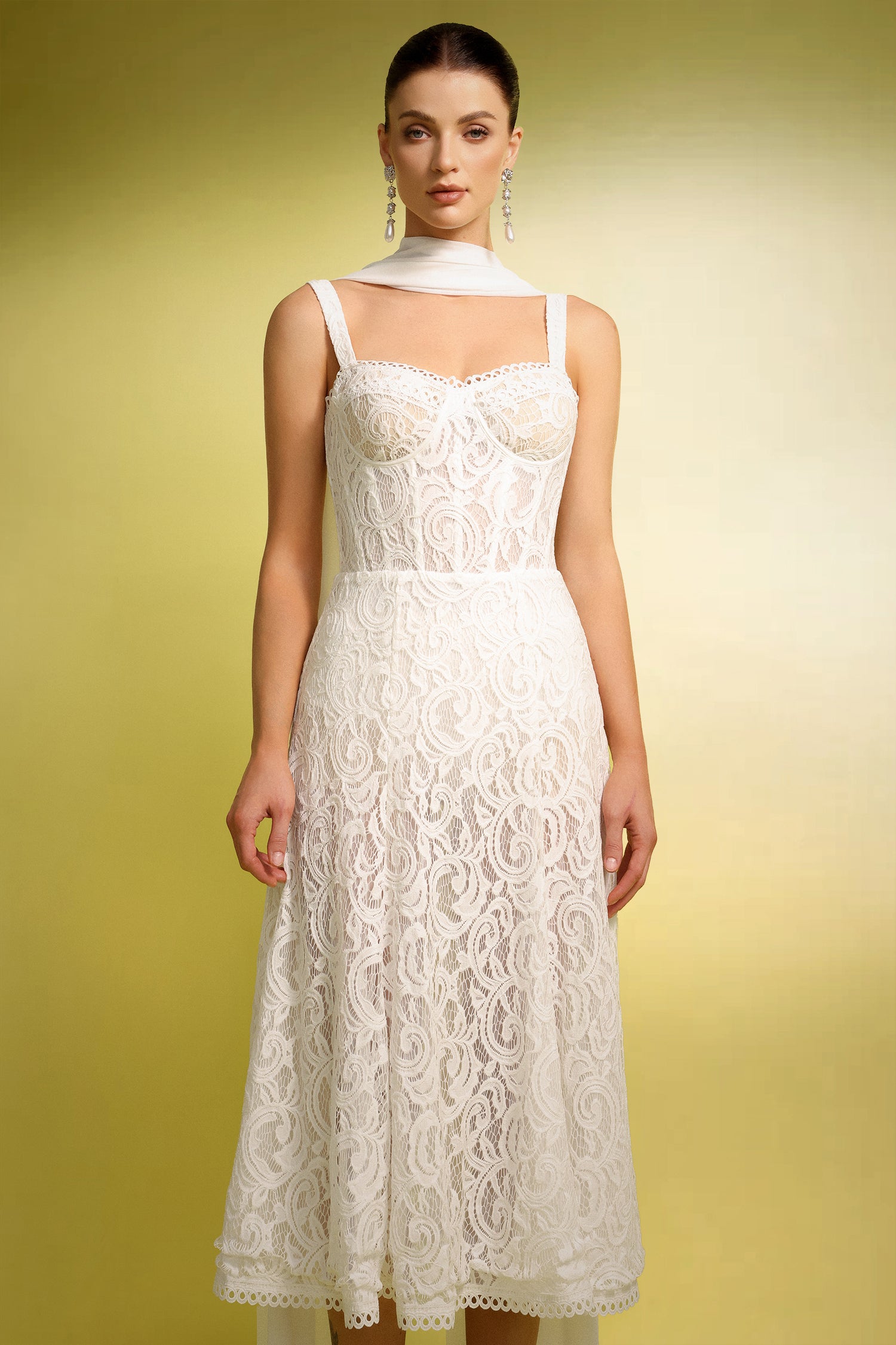 Junya Lace Corset Sleeveless Midi Dress