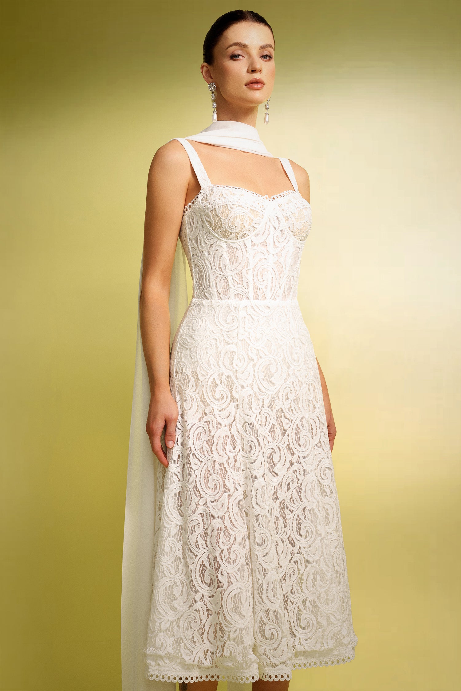 Junya Lace Corset Sleeveless Midi Dress