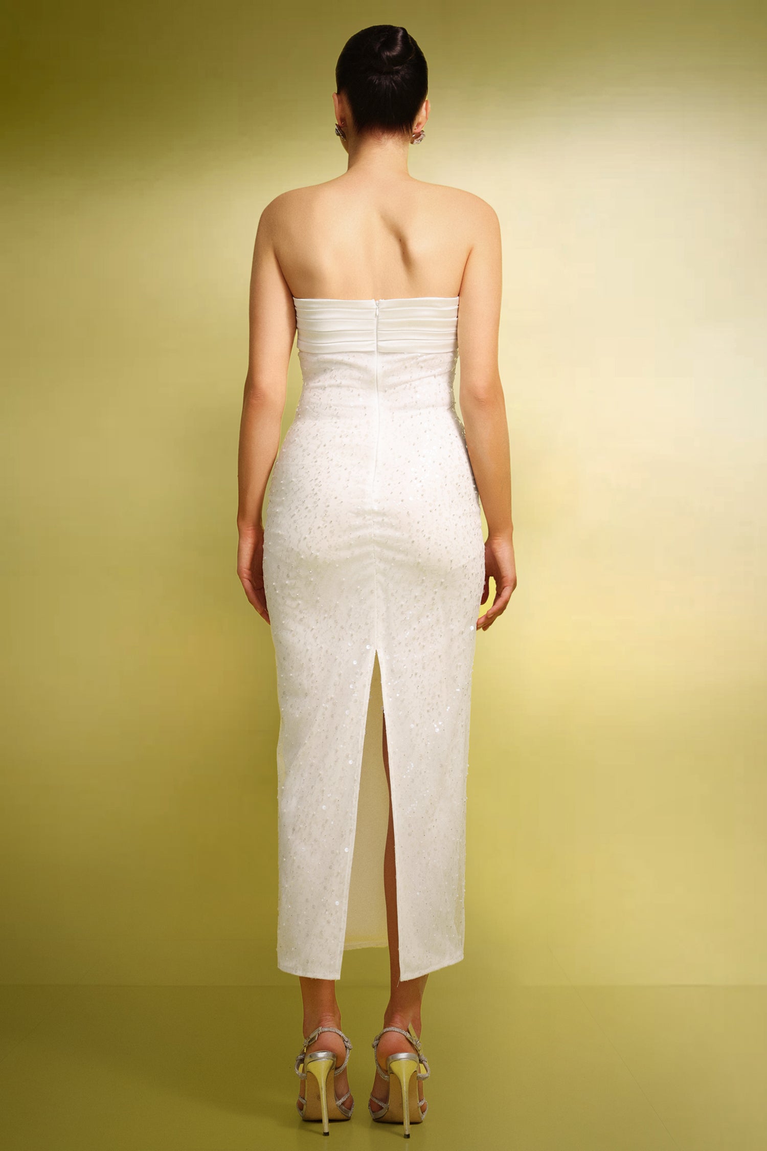 Jucana Sleeveless Pearl Slit Maxi Dress