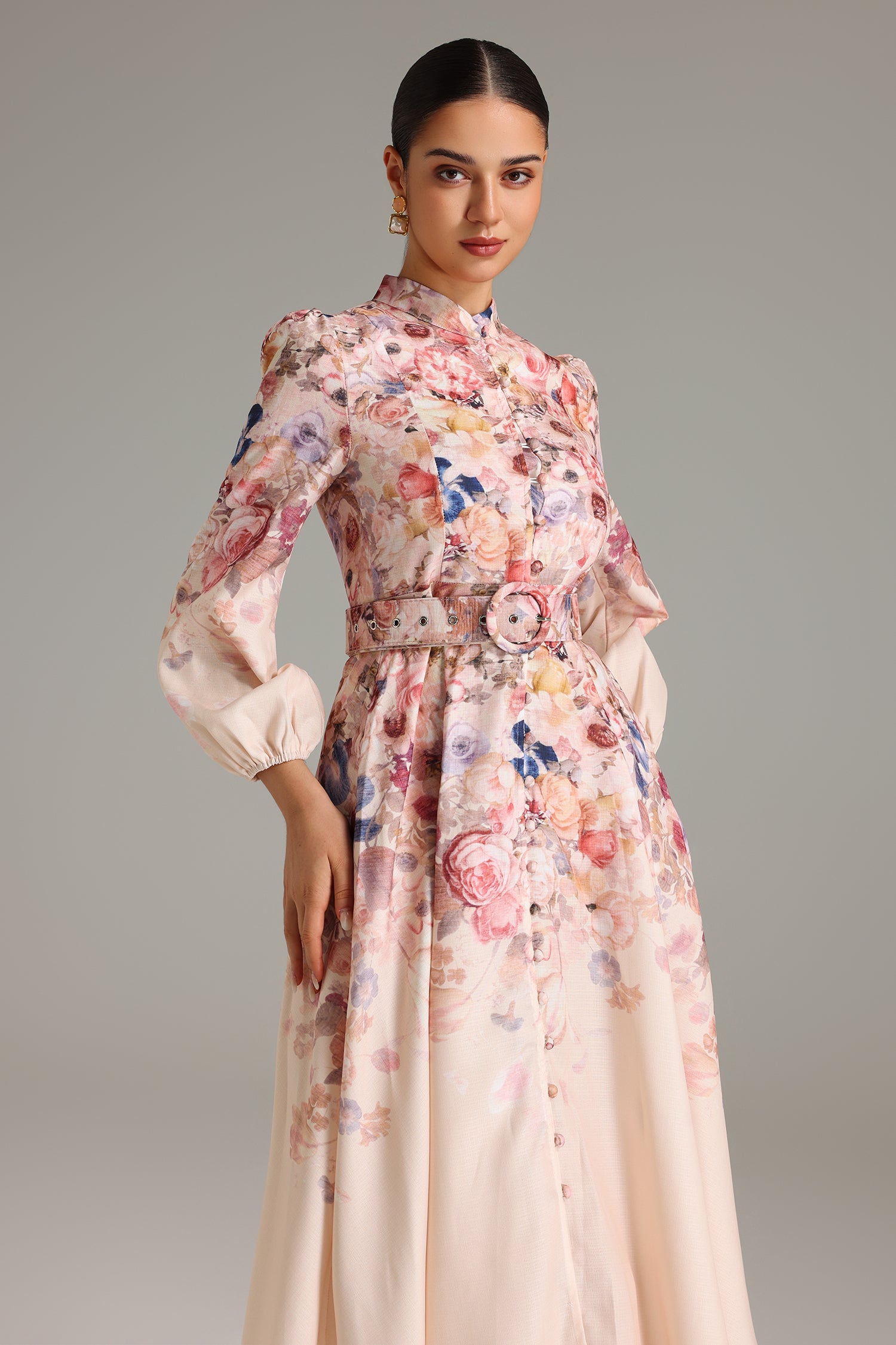 Heisel Button-Front Printed Midi Dress