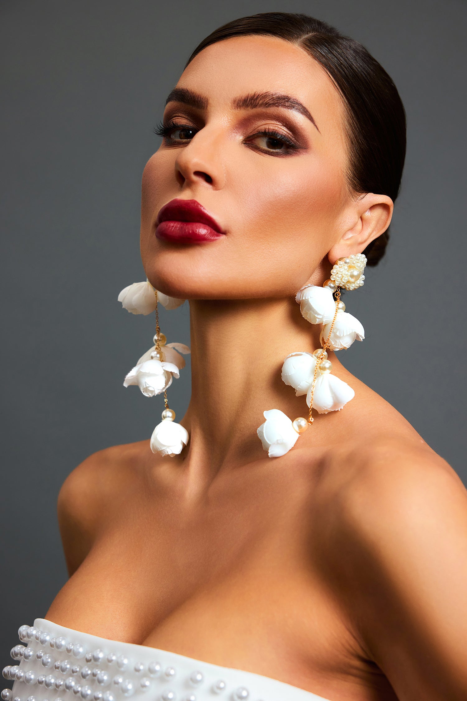 Lita Flowers Pearl Tassel Maxi Earrings