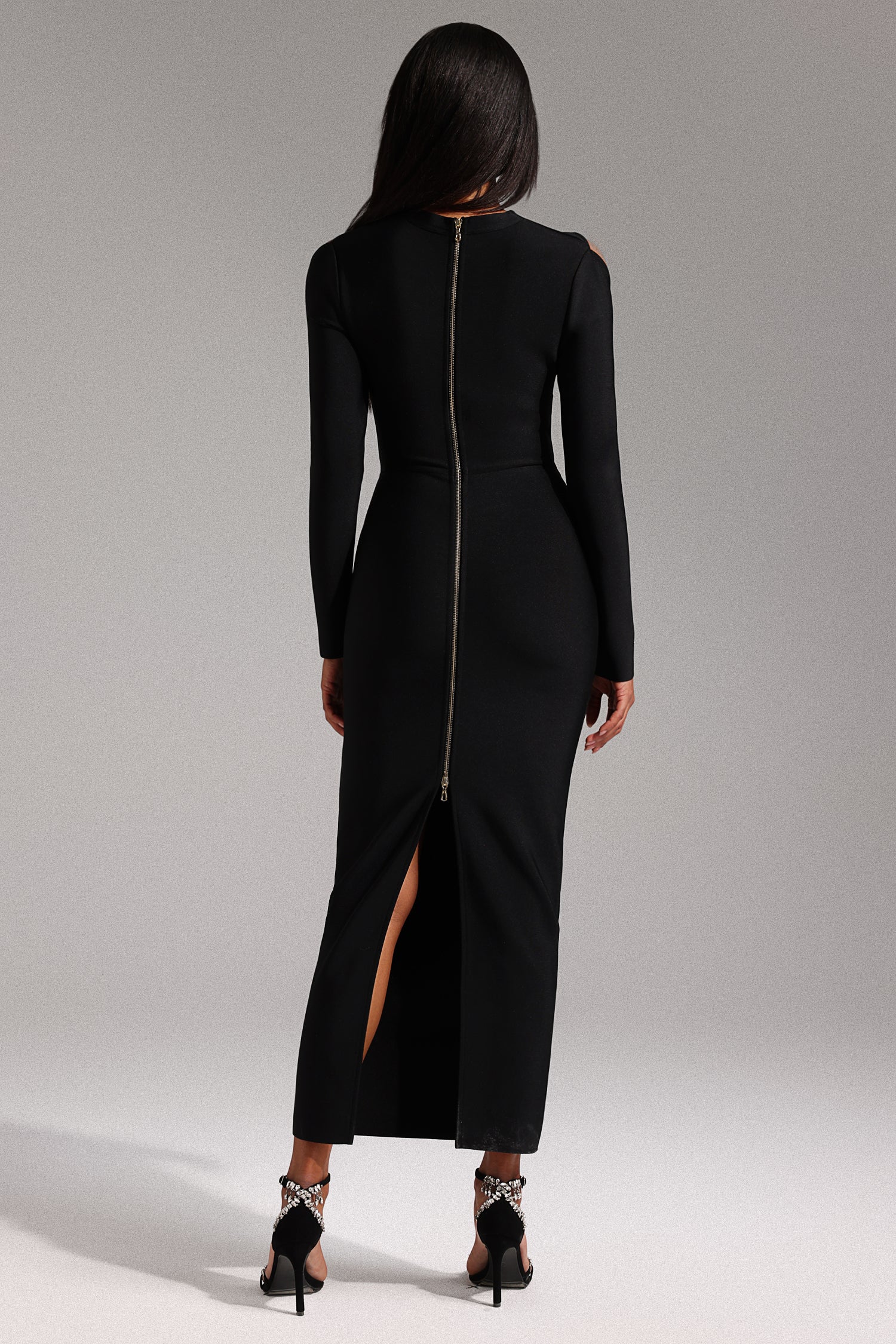 Lave Long Sleeves Hollow Out Bandage Maxi Dress