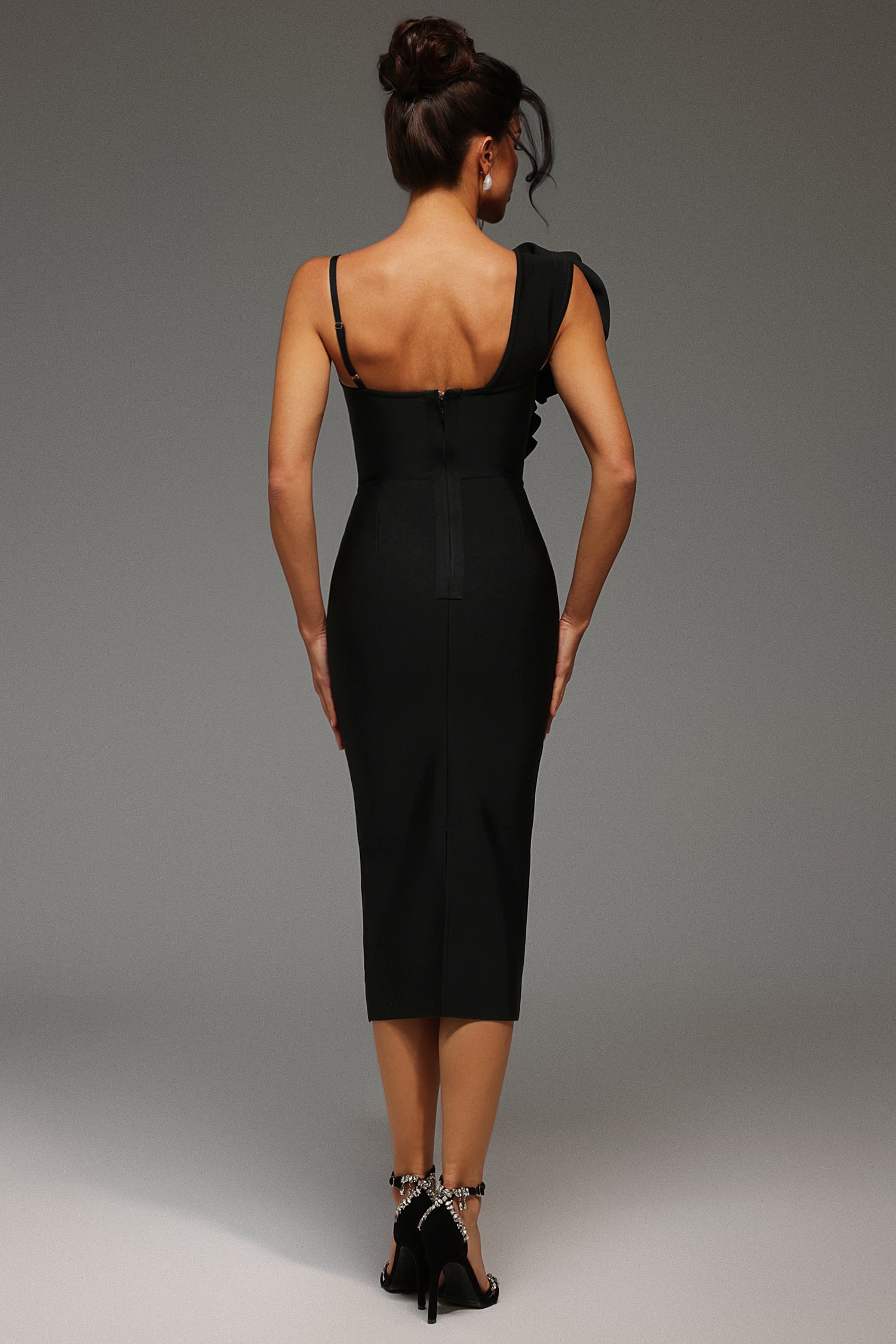 Lzada Halter Flowers Bandage Midi Dress