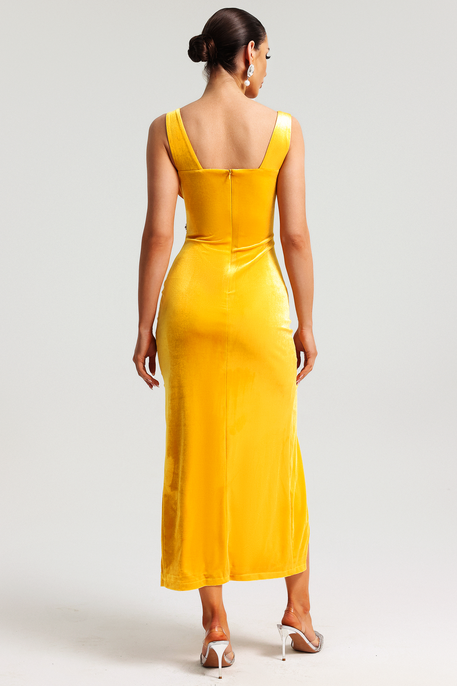 Hakula Diamante Slit Midi Dress