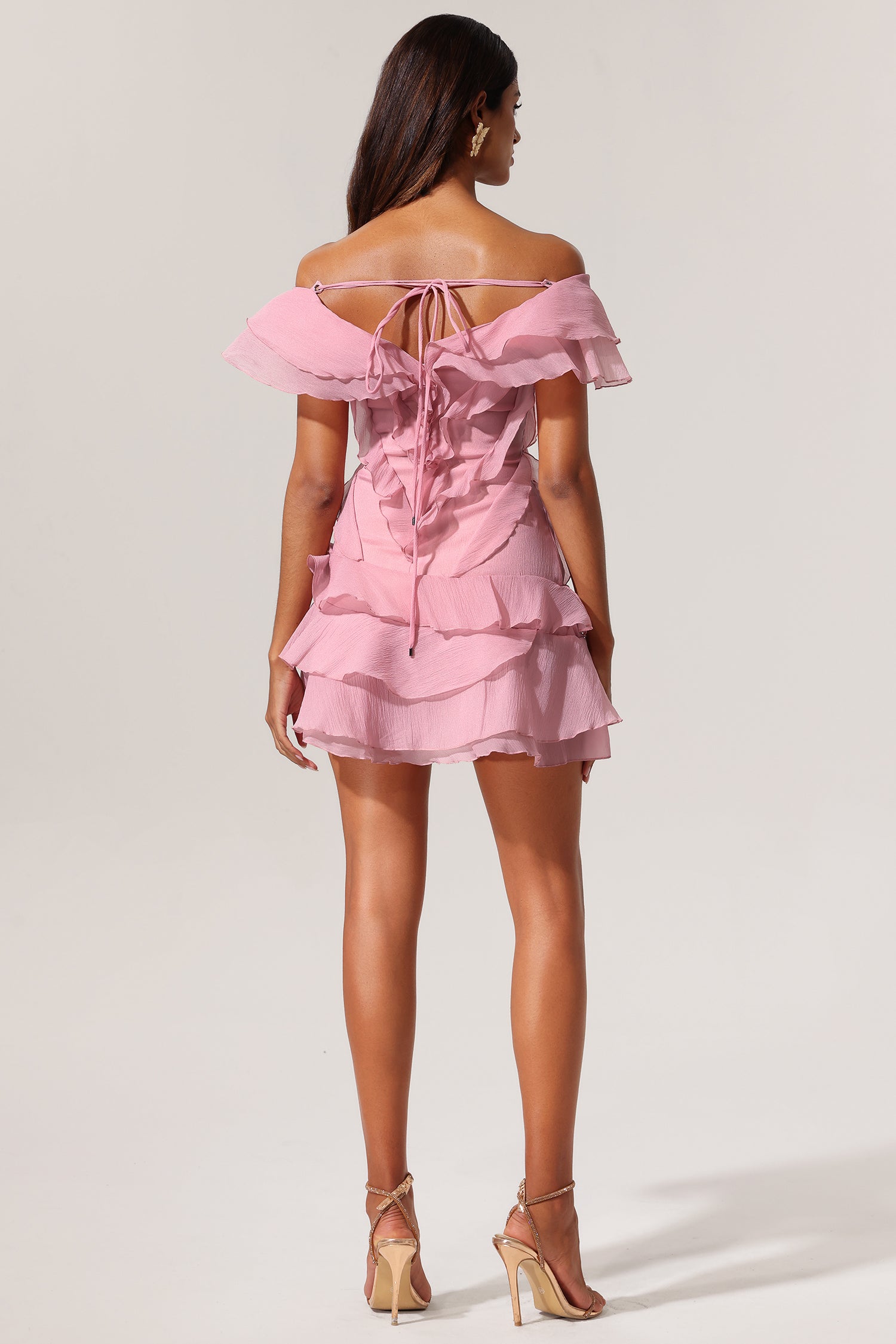 Minma Off Shoulder Ruffled Mini Dress