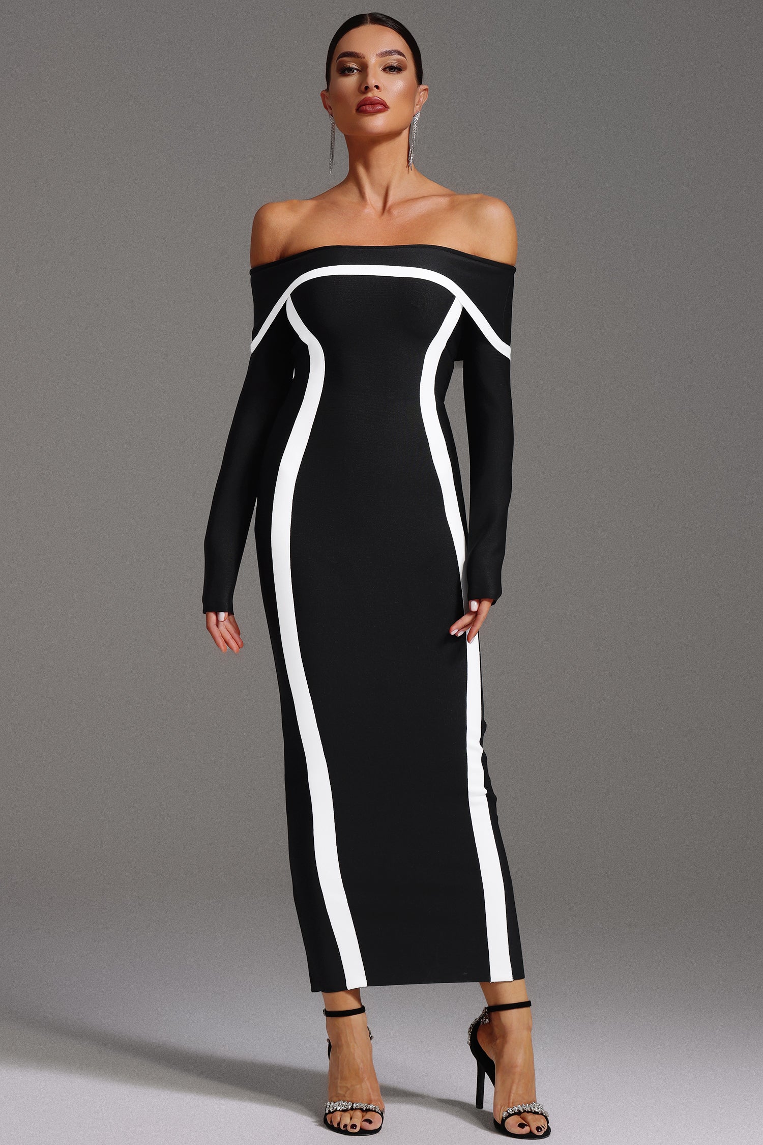 Hilda Off-the-Shoulder Long Sleeve Maxi Dress
