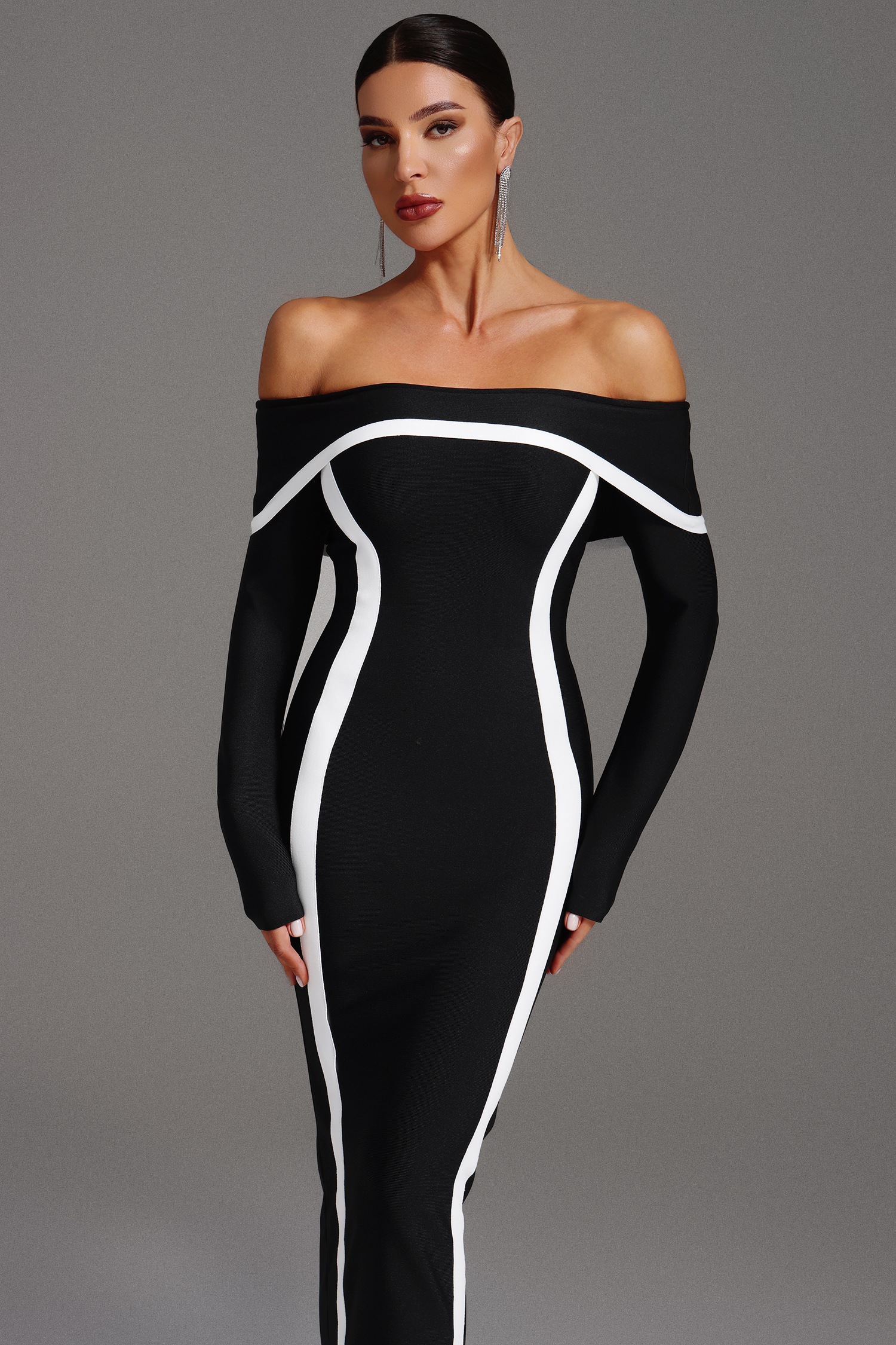 Hilda Off-the-Shoulder Long Sleeve Maxi Dress