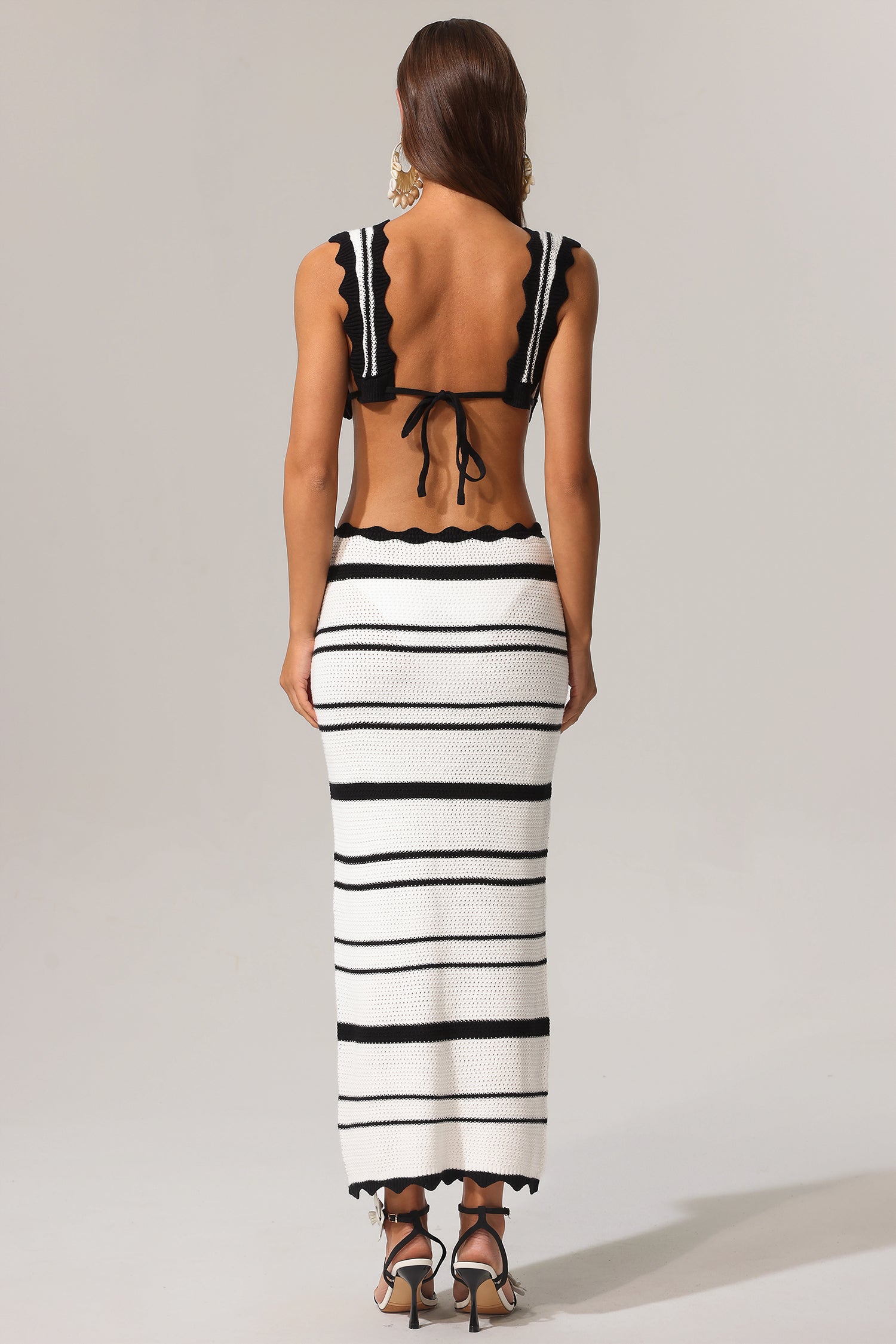 Tannen Hollow Out High Slit Two-Piece Set