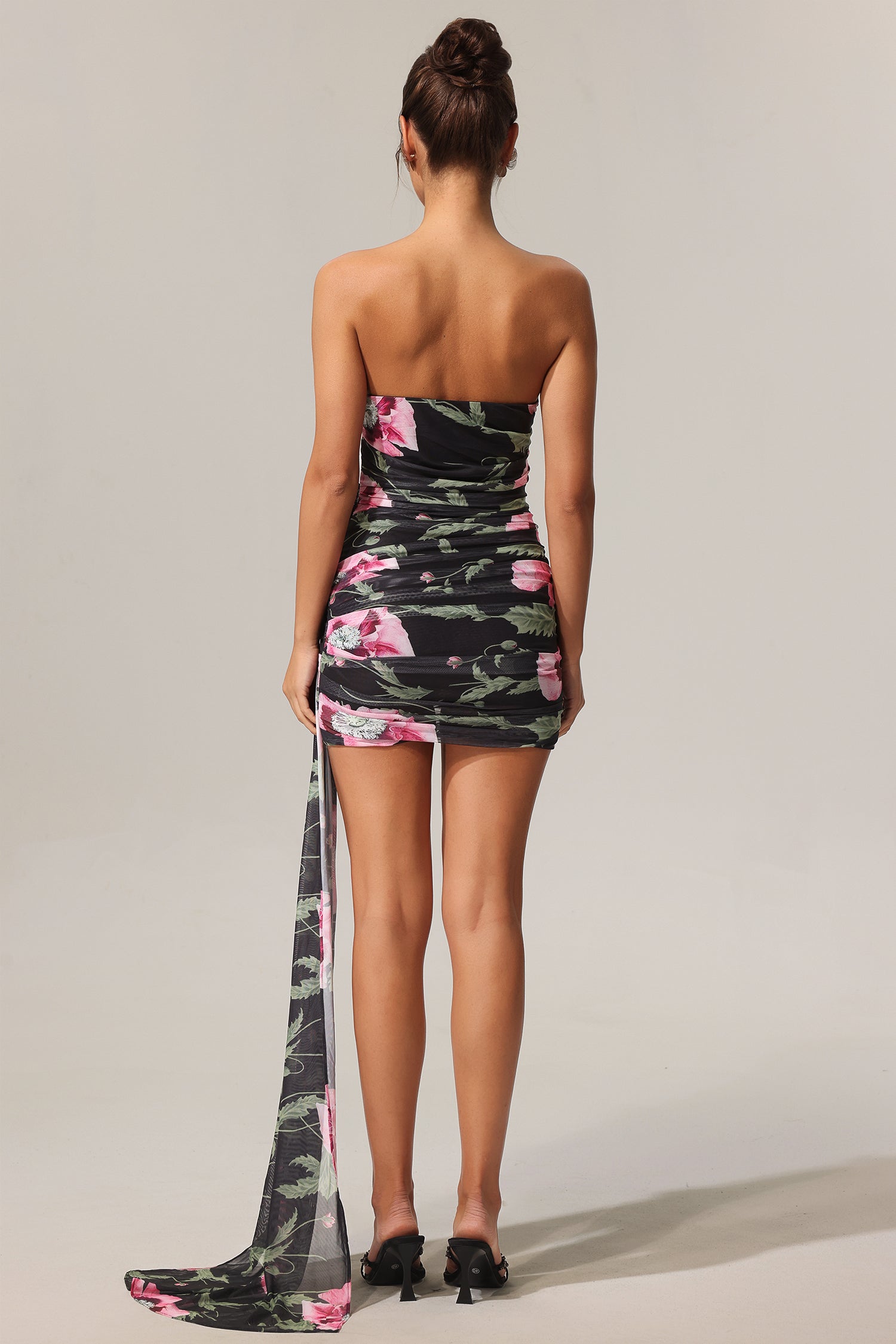 Orli Printed Flowers Streamer Mini Dress