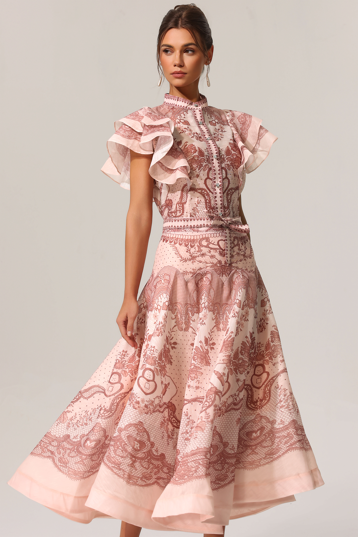 Kimivi Sleeveless Floral Printed Shirt Two-Piece Set