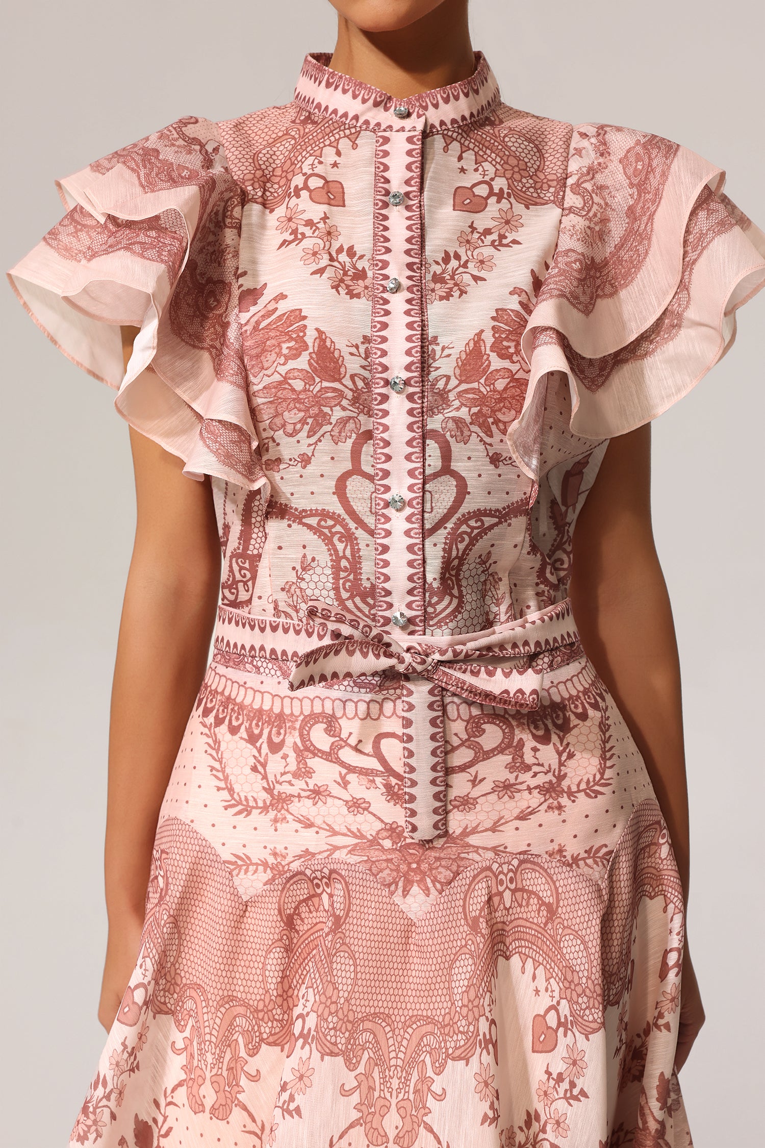 Kimivi Sleeveless Floral Printed Shirt Two-Piece Set