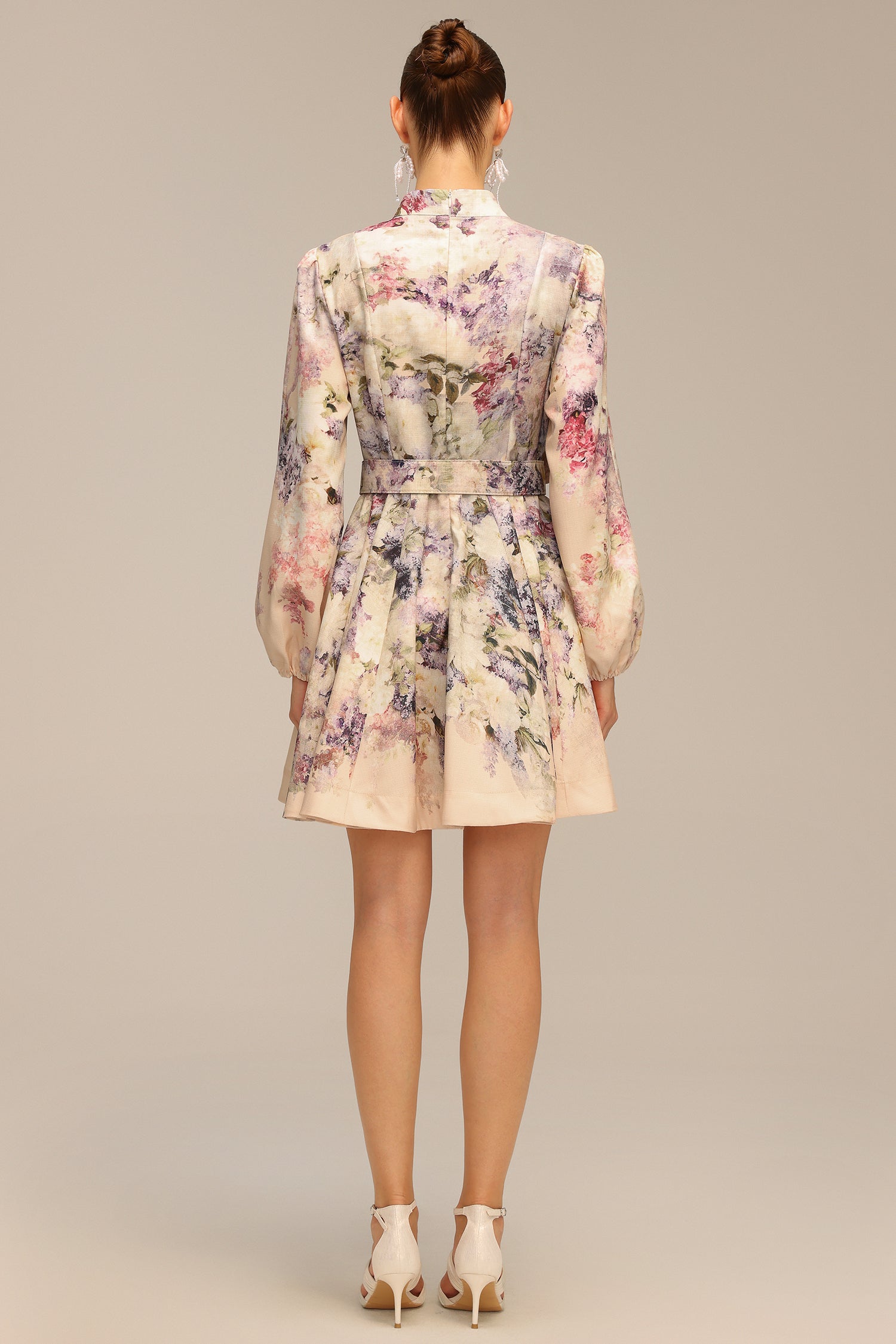 Patti Long Sleeve Floral Printed Mini Dress