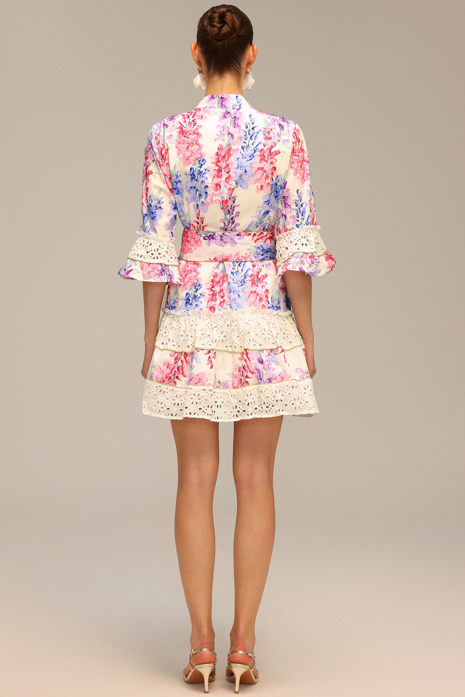 Zohara Lace Floral Printed Mini Dress