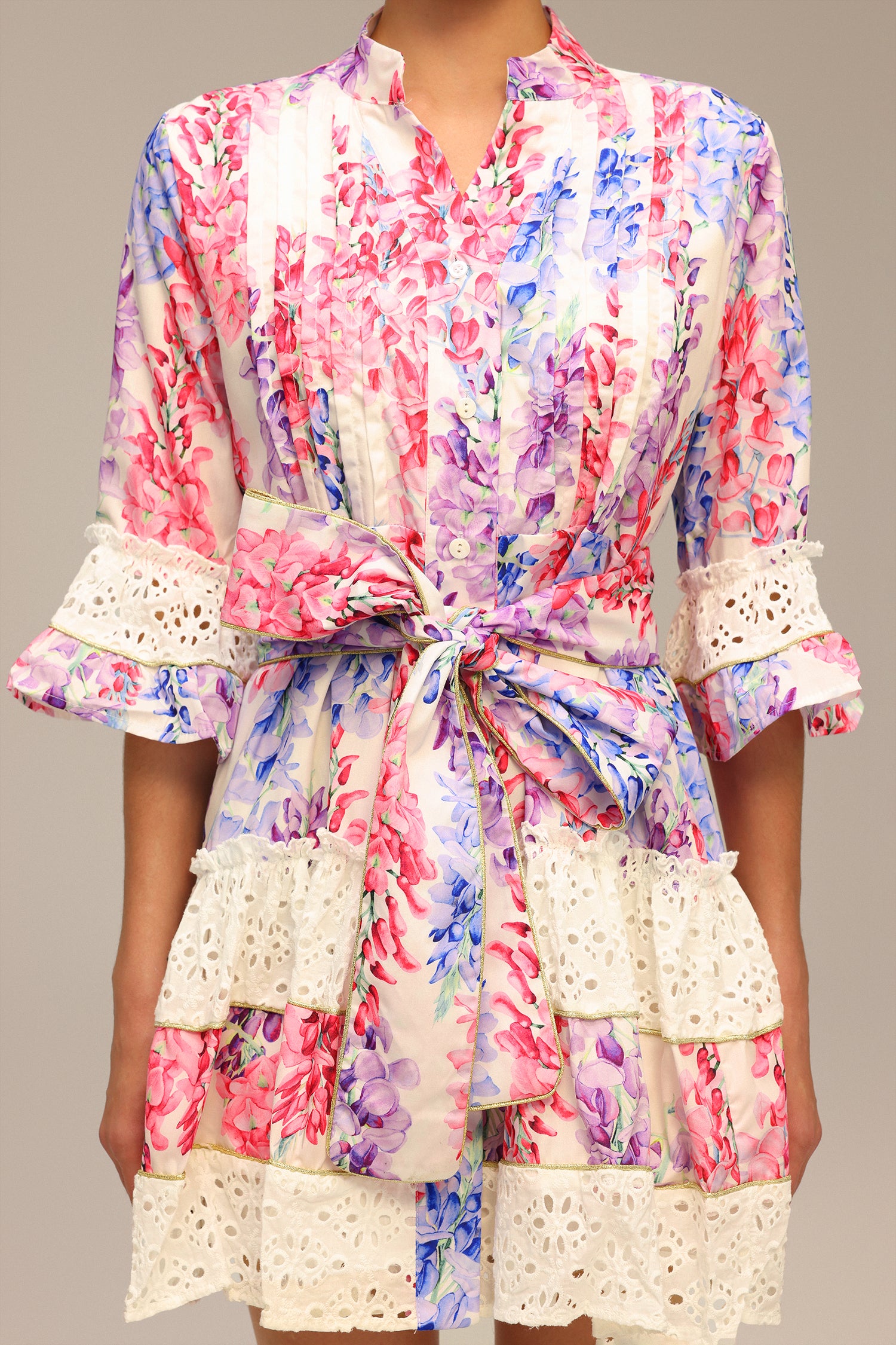 Zohara Lace Floral Printed Mini Dress